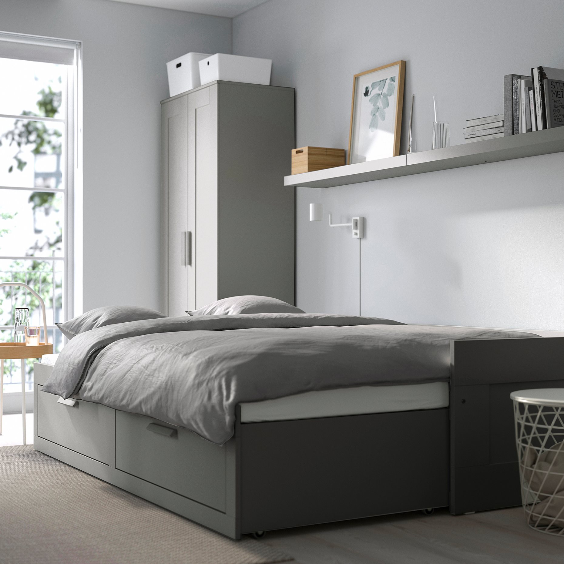 BRIMNES, κρεβάτι επισκέπτη day bed 2 συρτάρια/2 στρώματα, 80x200 cm, 295.900.12