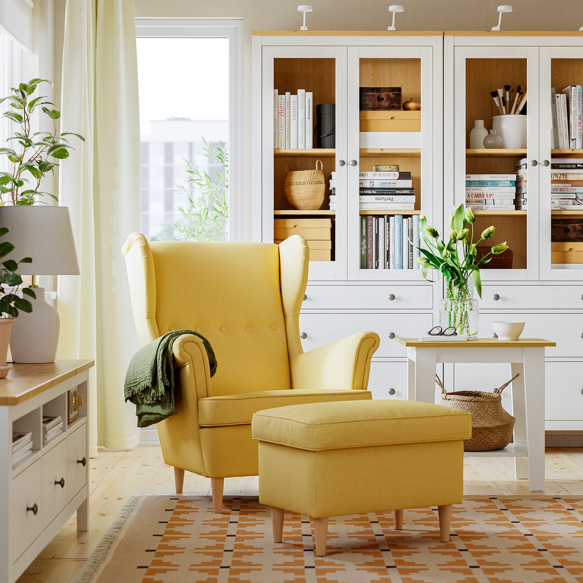 STRANDMON, wing chair with footstool, 295.903.47