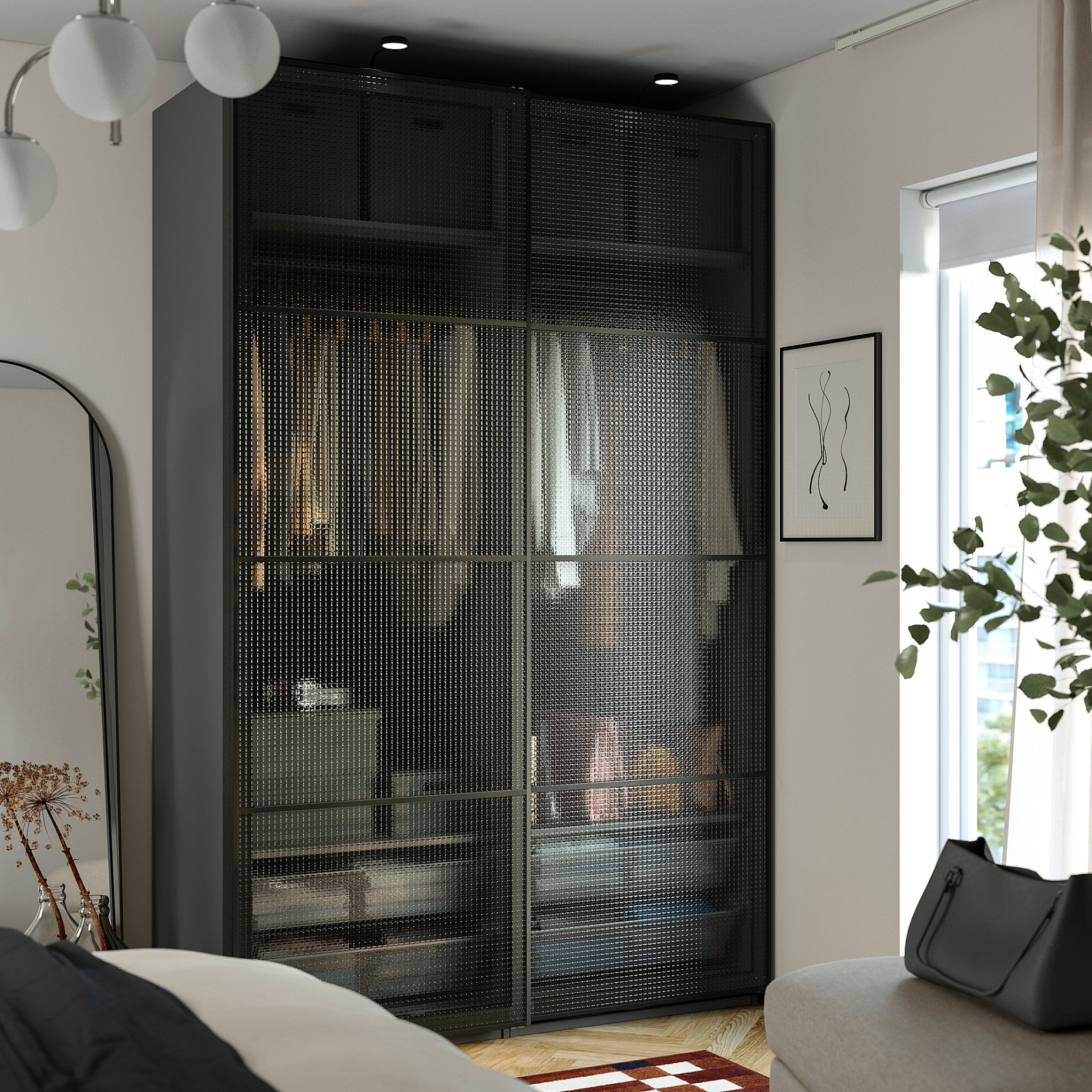 PAX/LUNDBRÄSMA, ντουλάπα με συρόμενες πόρτες, 150x66x236 cm, 296.178.89