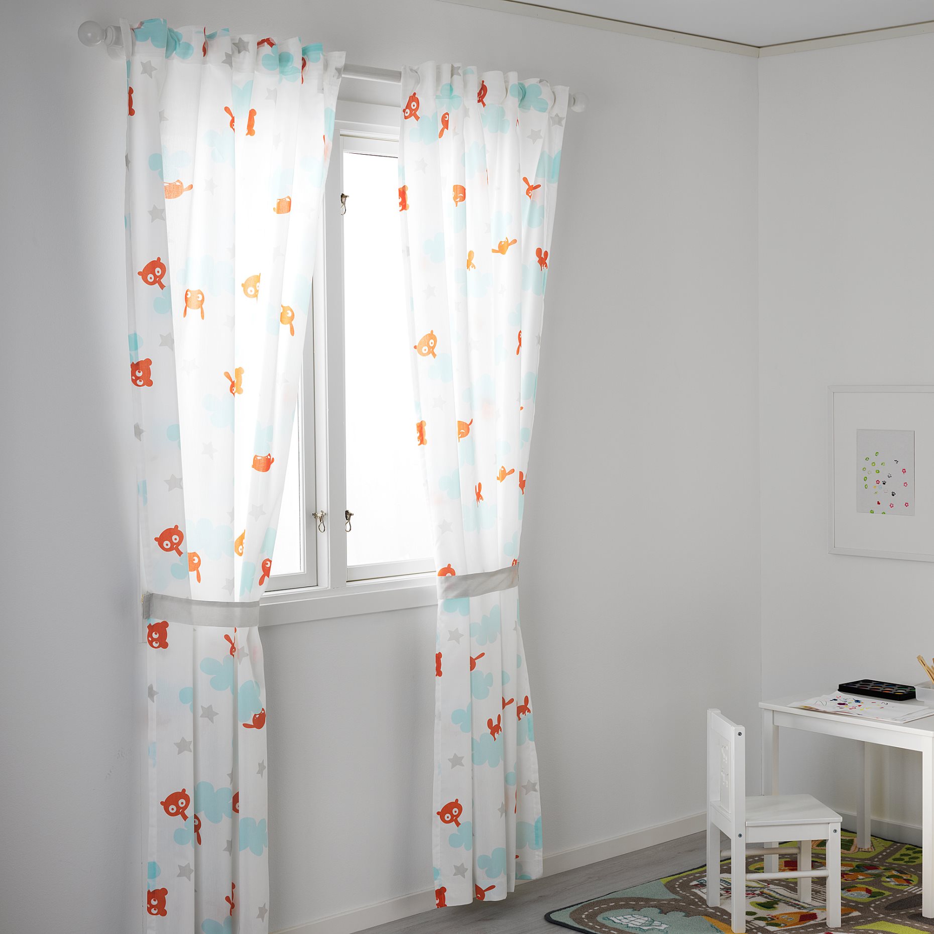 STJÄRNBILD, curtains with tie-backs, 1 pair, 303.196.19
