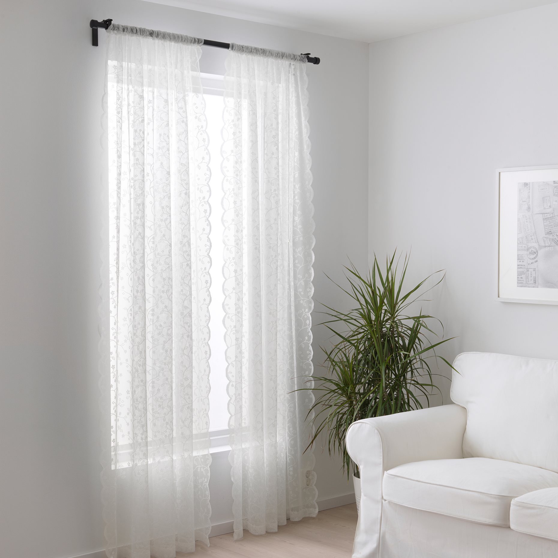 LILLYANA, διαφανής κουρτίνα//λουλούδι, 2 τεμ. 145x300 cm, 303.865.24