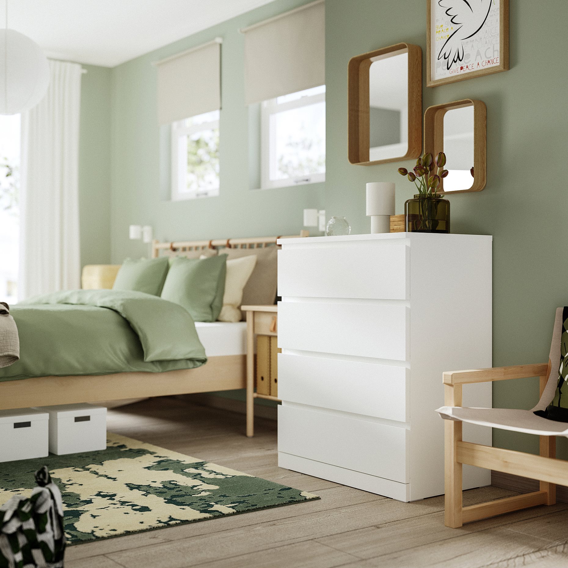 MALM, συρταριέρα με 4 συρτάρια, με ενισχυμένο σκελετό, 304.035.71