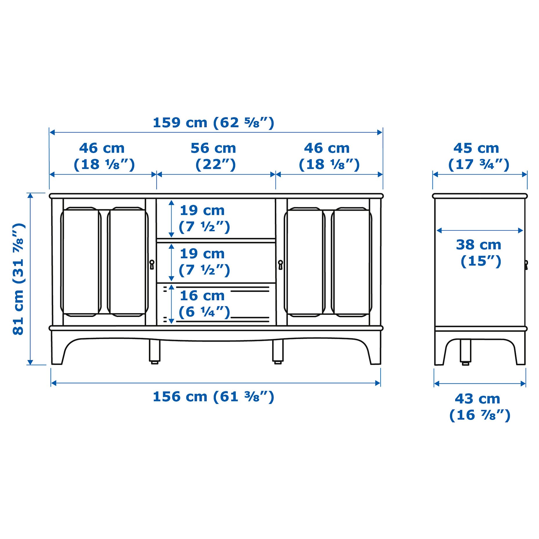 LOMMARP, TV bench, 159x45x81 cm, 304.370.00