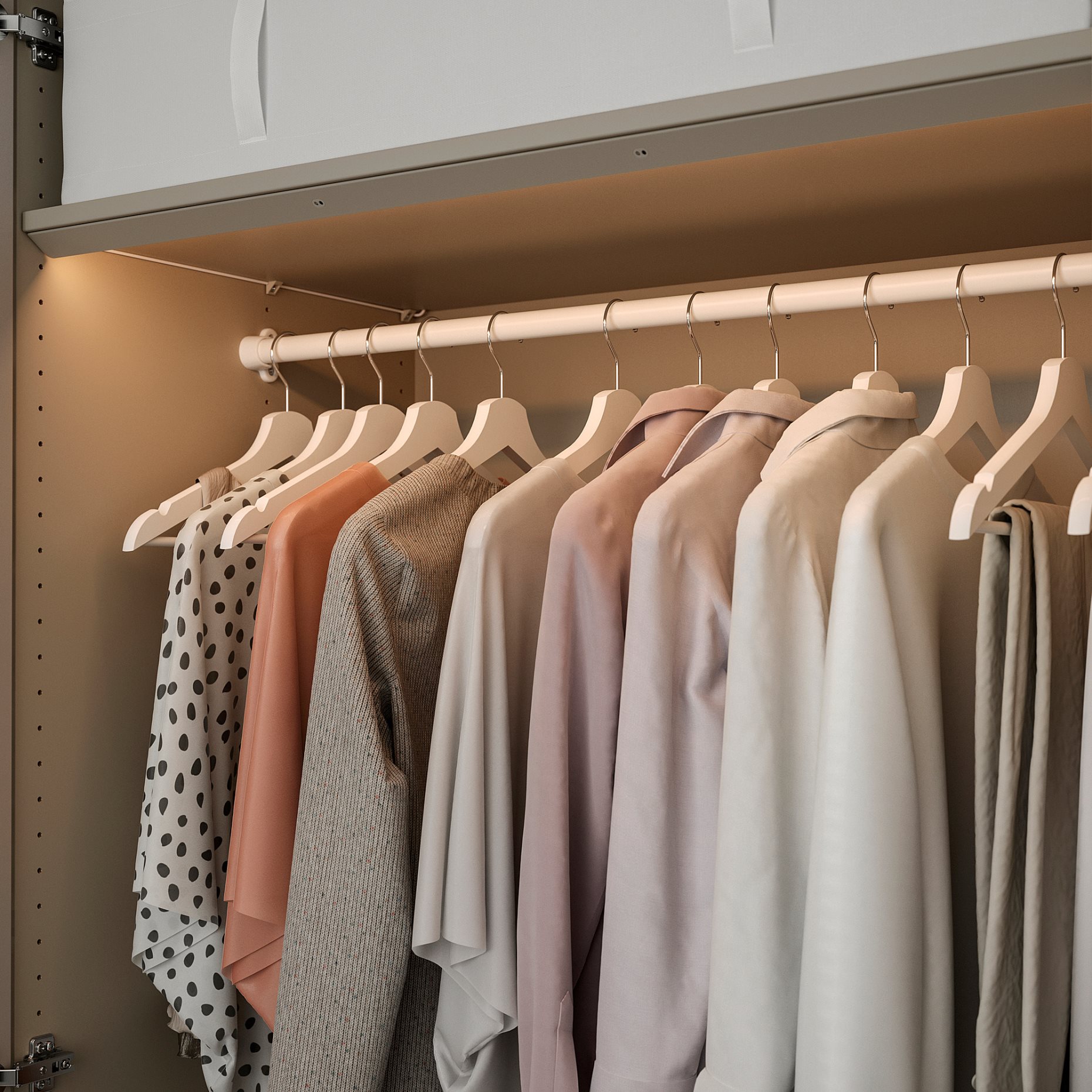 ÖVERSIDAN, wardrobe strip with built-in LED light source and sensor dimmable, 96 cm, 304.749.07