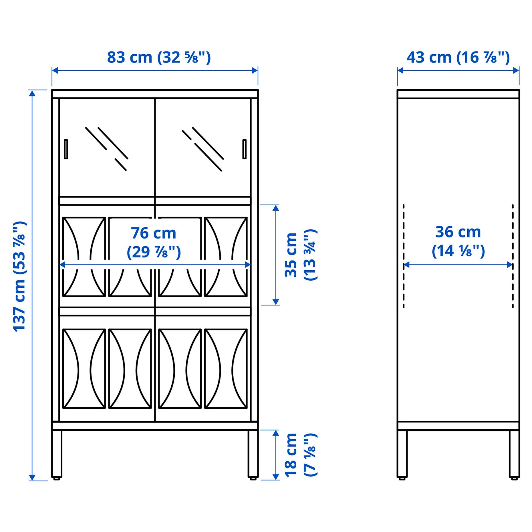 KALKNÄS, ντουλάπι με συρόμενες πόρτες, 83x43x137 cm, 304.962.64