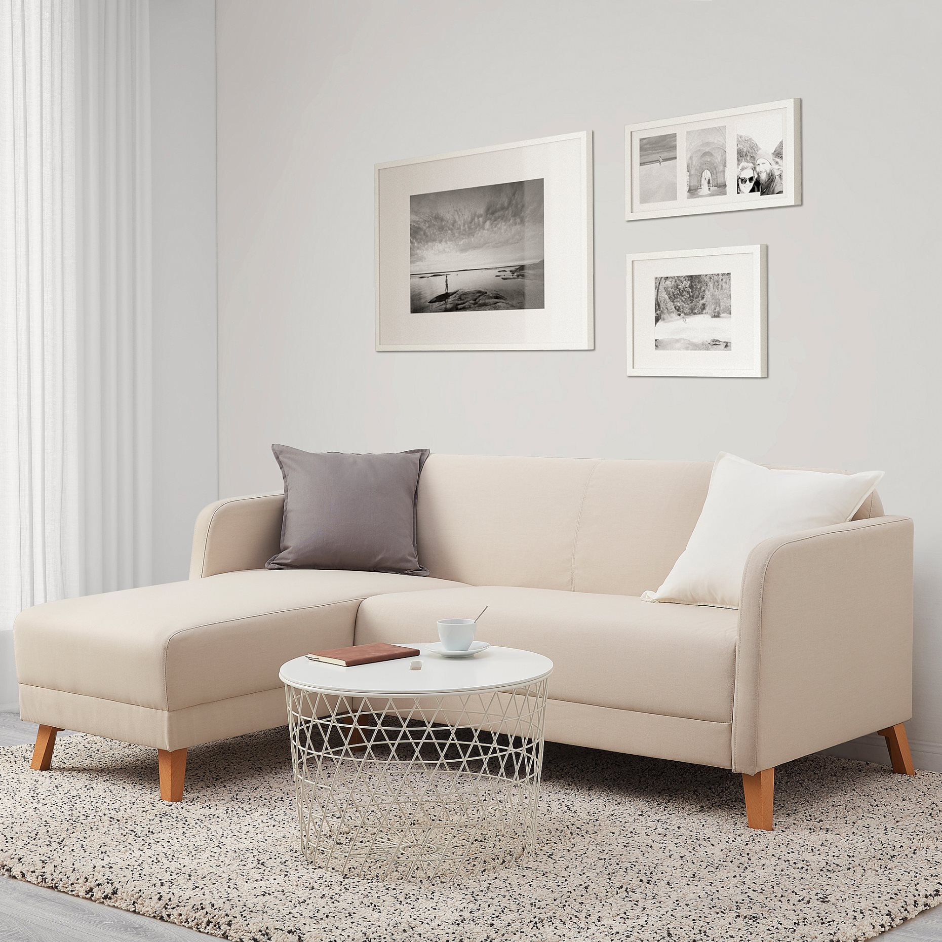 LINANÄS, 3-seat sofa with chaise longue, 305.122.35