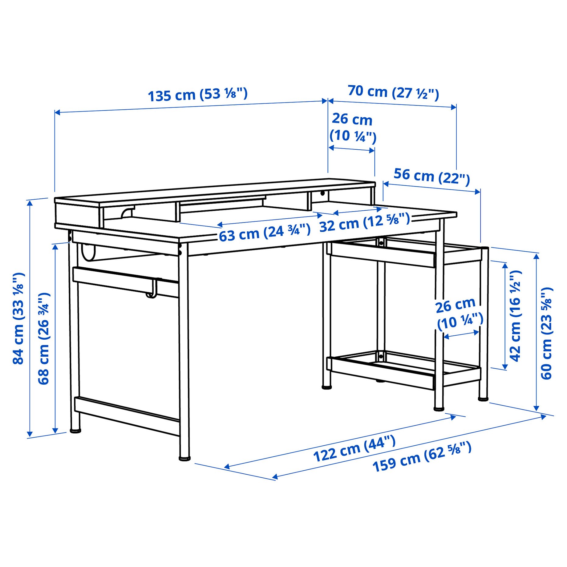 MULLSJÖ, γραφείο, 135x70 cm, 305.532.40