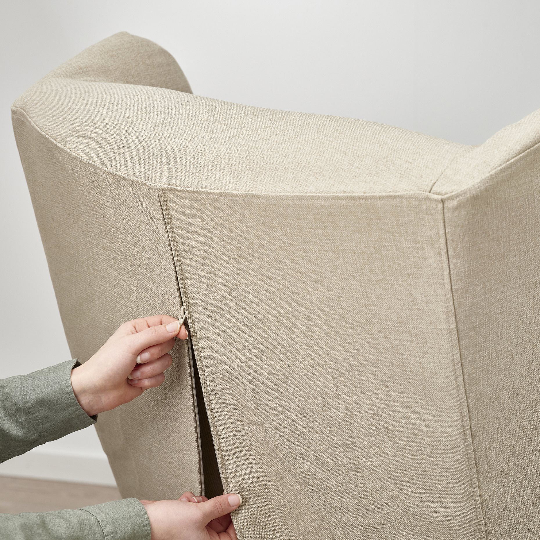 STRANDMON, slipcover for wing chair, 305.979.08