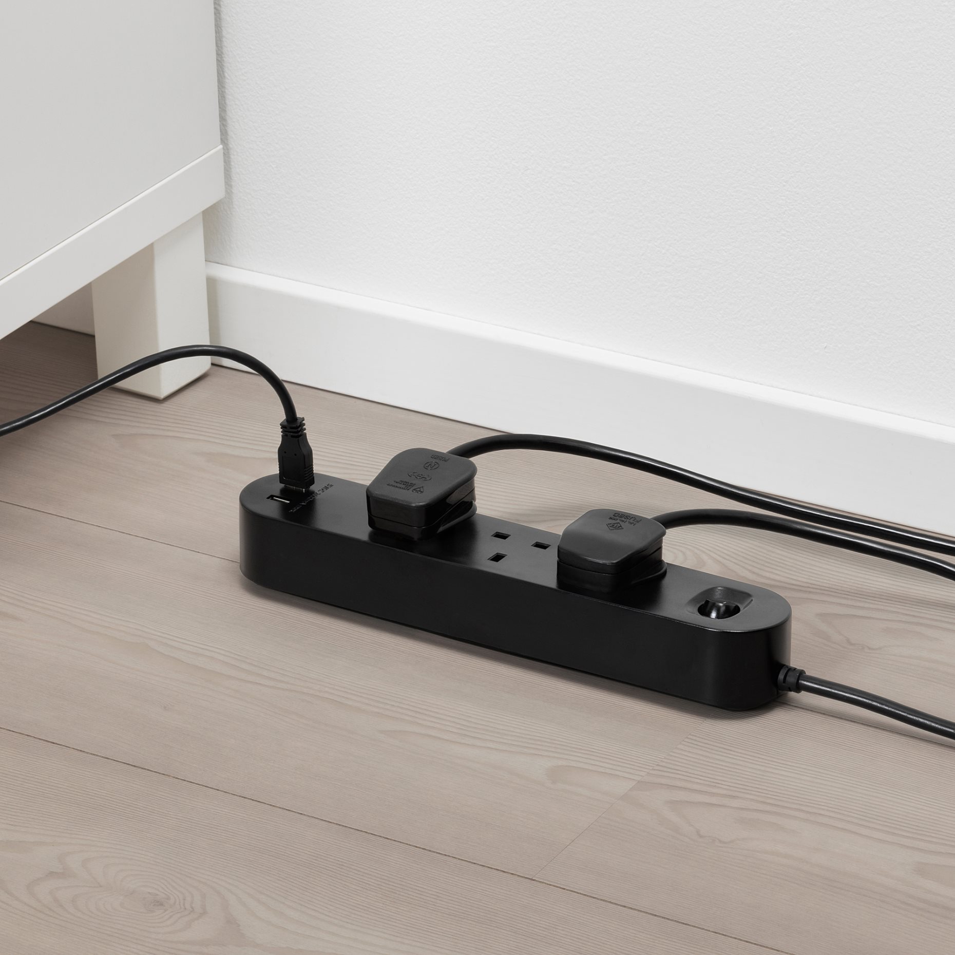 KOPPLA, 3-way socket with 2 USB ports, 3.0 m, 306.145.40