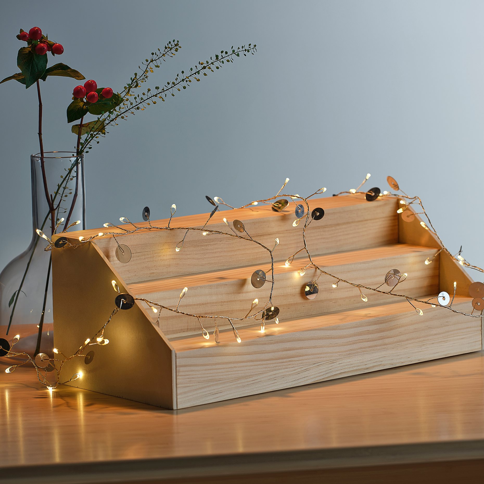 STRÅLA, lighting chain with built-in LED light source/battery-operated, 306.332.18