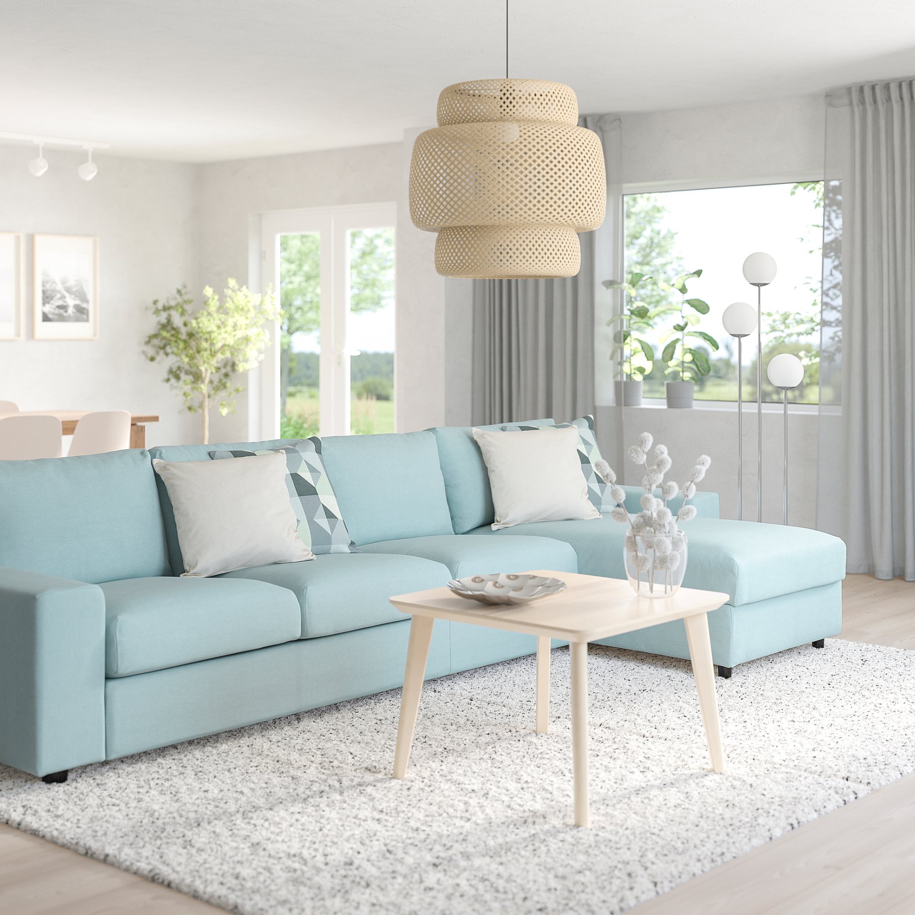 VIMLE, 4 θέσιος καναπές με σεζλόνγκ με πλατιά μπράτσα, 394.017.80