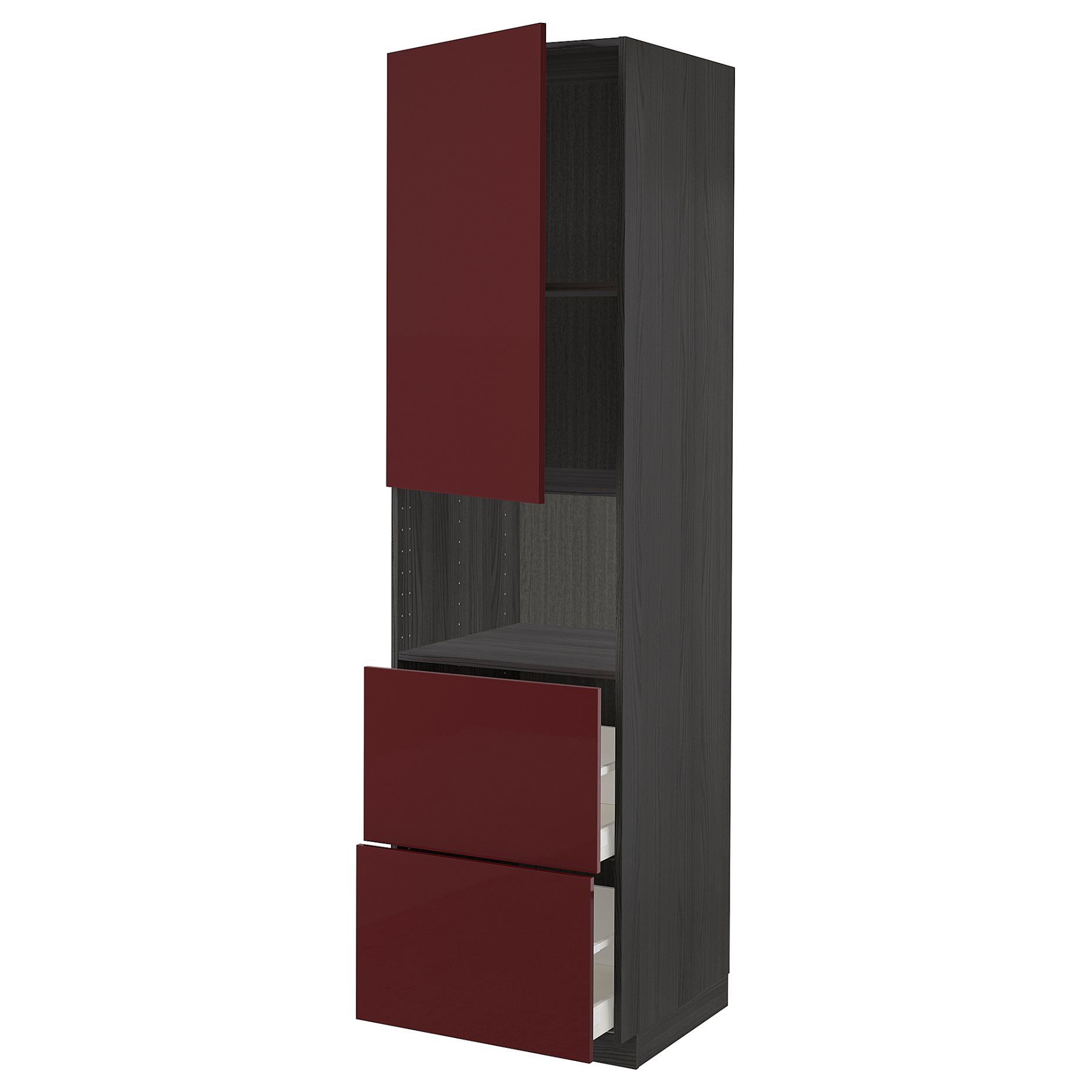 METOD/MAXIMERA, ψηλό ντουλάπι για φούρνο μικρoκυμάτων με πόρτα/2 συρτάρια, 60x60x220 cm, 394.526.37