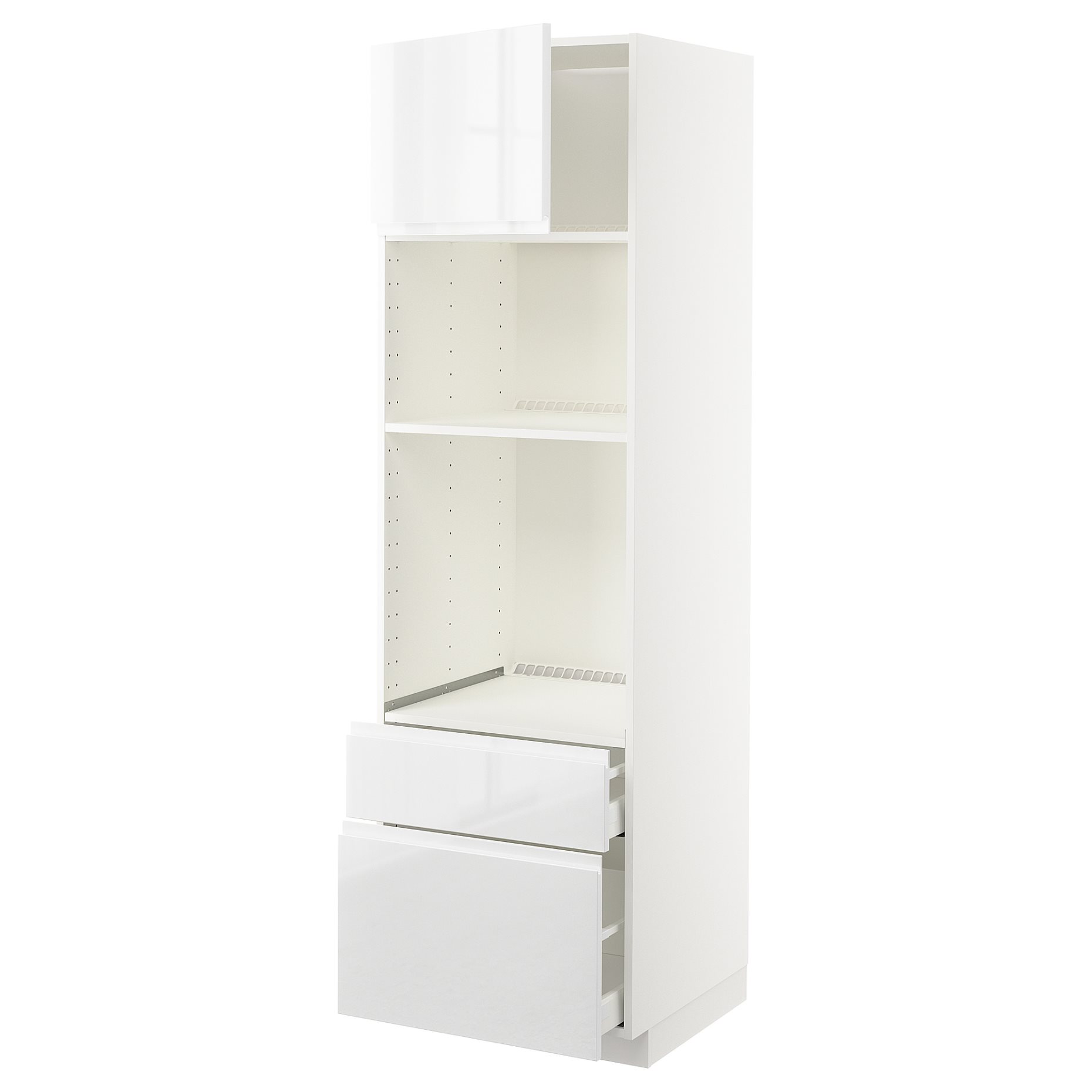 METOD, high cabinet for oven/microwave with door/2 drawers, 60x60x200 cm, 394.572.20