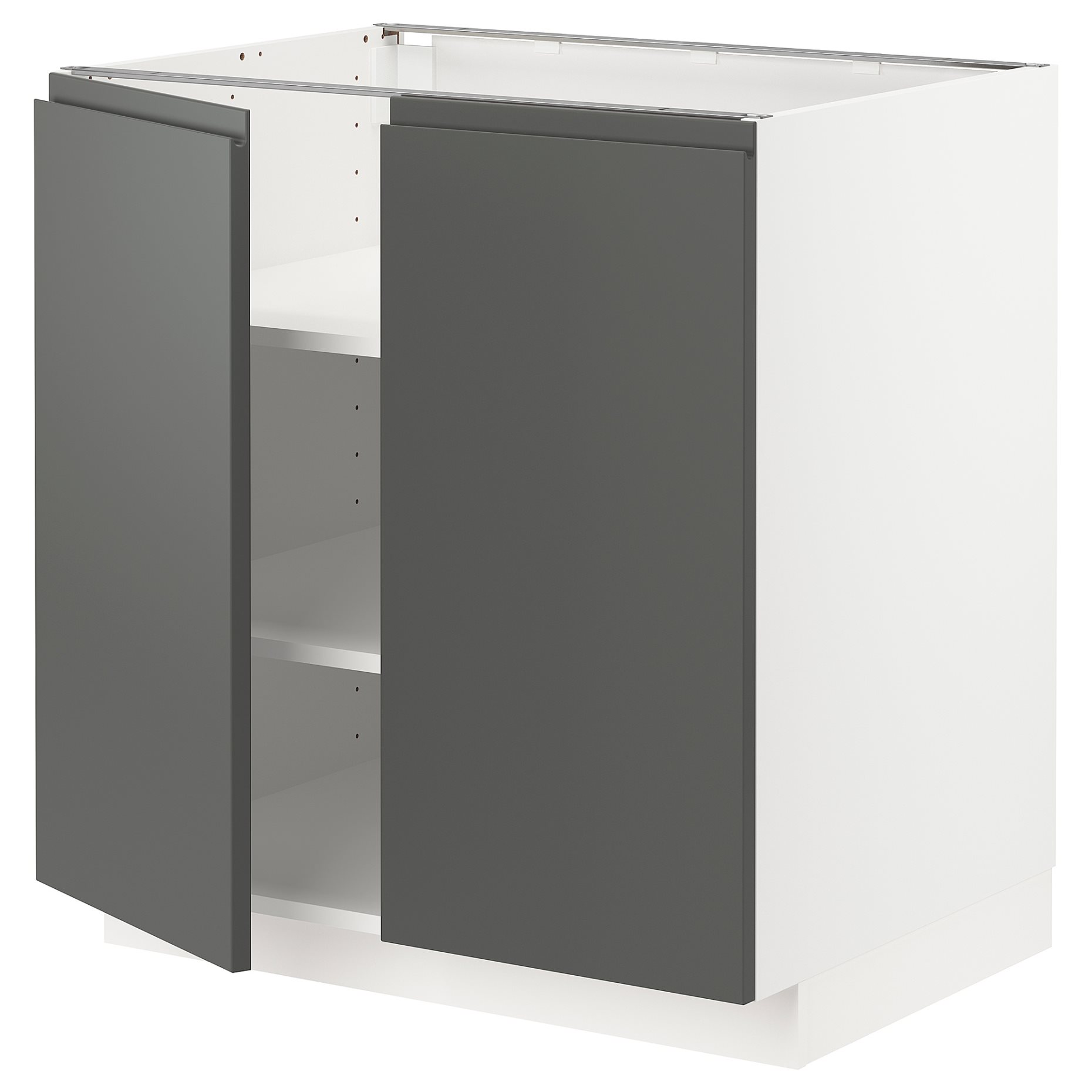 METOD, base cabinet with shelves/2 doors, 80x60 cm, 394.604.11