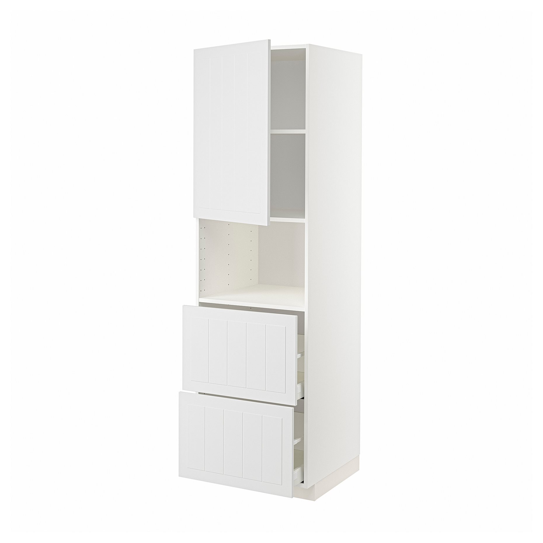 METOD, high cabinet for microwave with door/2 drawers, 60x60x200 cm, 394.650.41