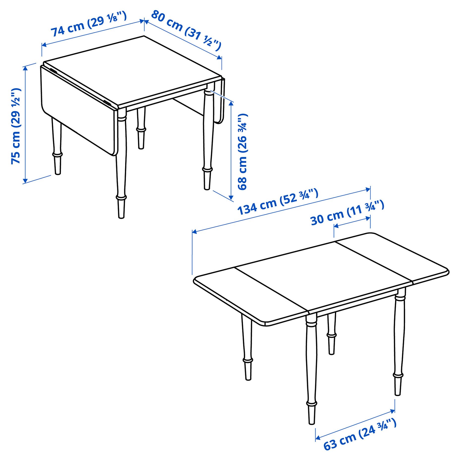 DANDERYD/DANDERYD, table and 2 chairs, 74/134x80 cm, 394.839.31