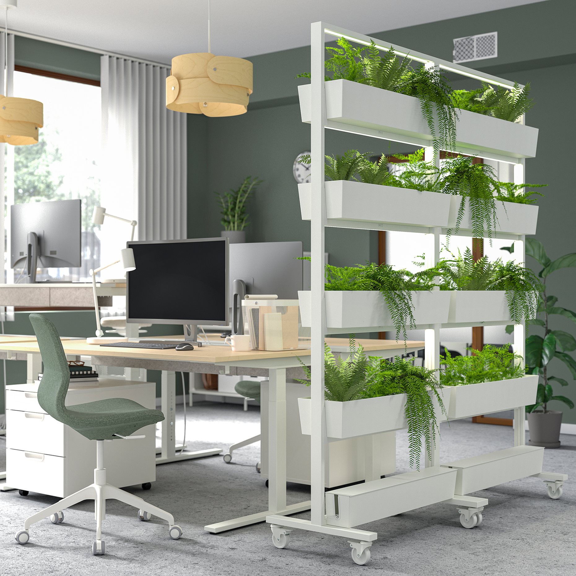 MITTZON, frame with castors/cable box, 85x205 cm, 395.146.78