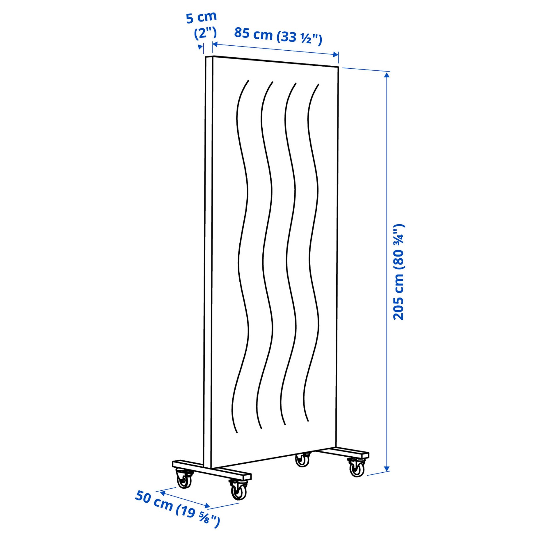 MITTZON, frame with castors/acoustic screen, 85x205 cm, 395.146.83