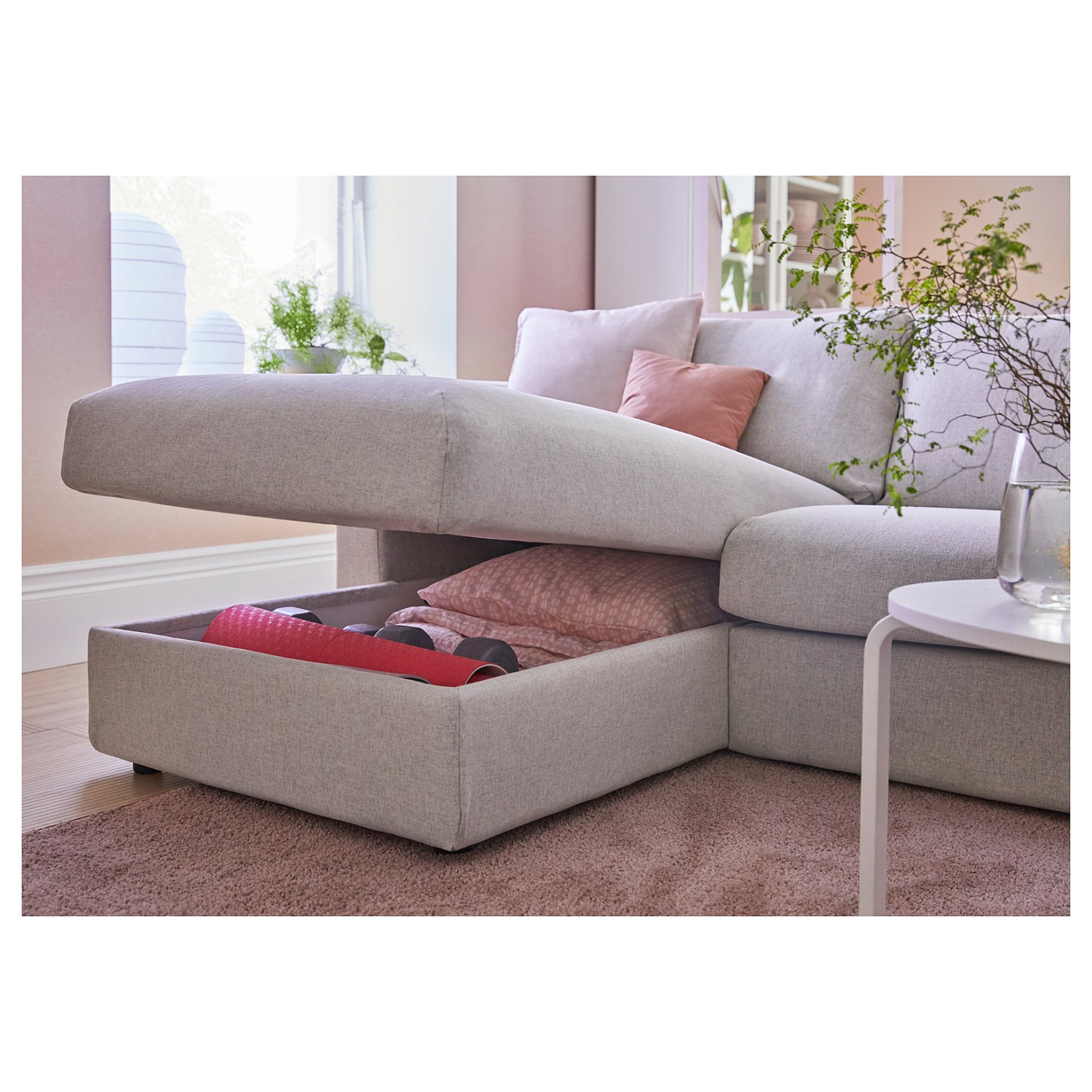 VIMLE, corner sofa-bed with wide armrests, 5-seat with chaise longue, 395.452.03