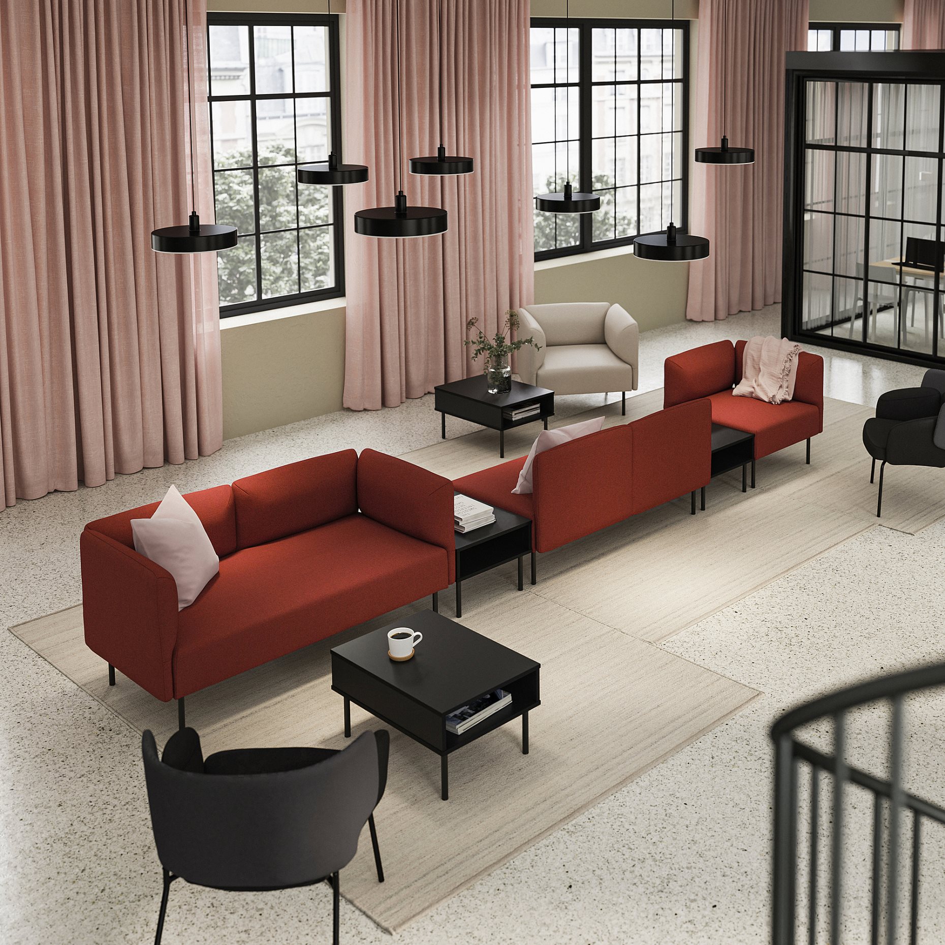 LILLEHEM, 5-seat modular sofa with side table, 395.534.67
