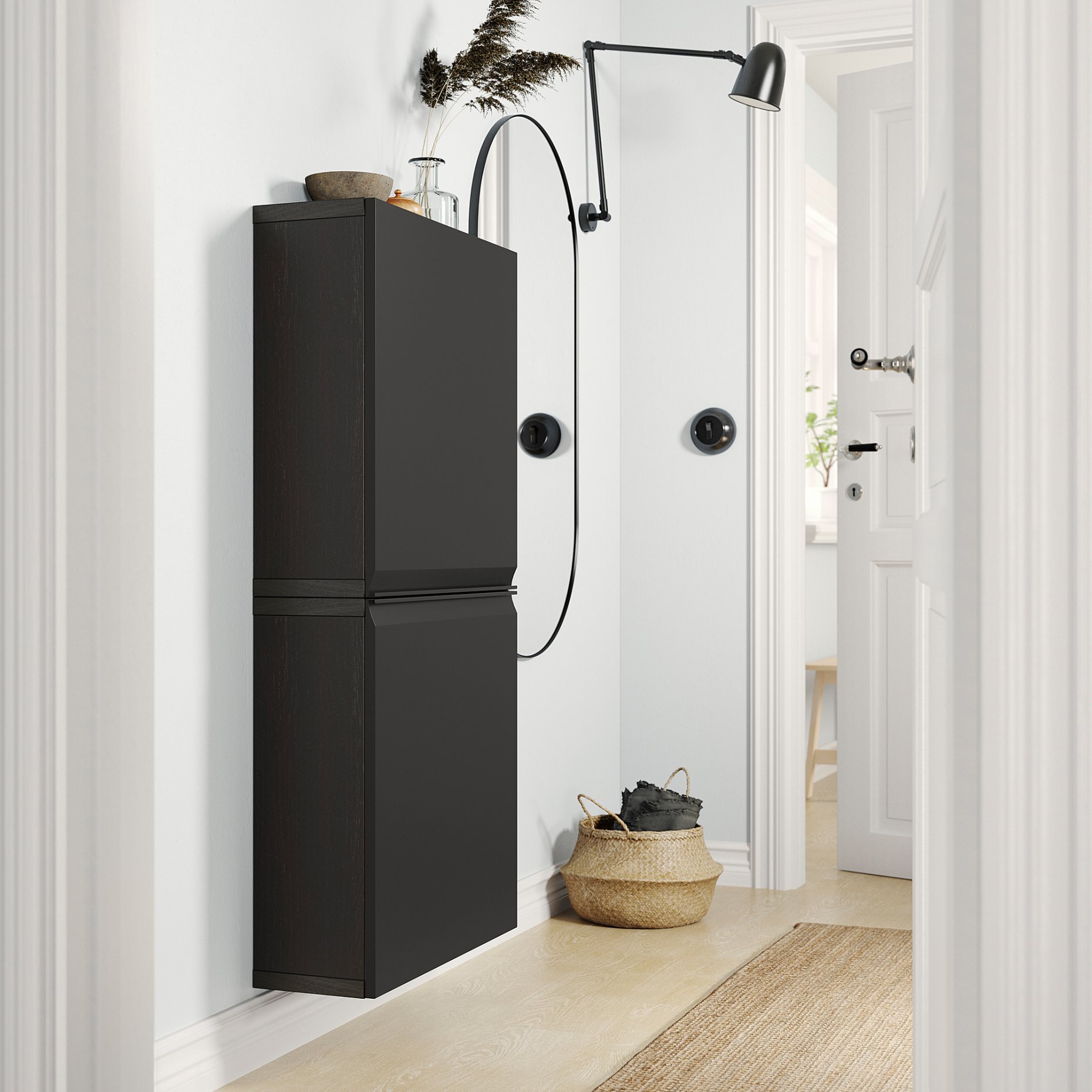 BESTÅ, ντουλάπι τοίχου με 2 πόρτες, 60x22x128 cm, 395.693.50