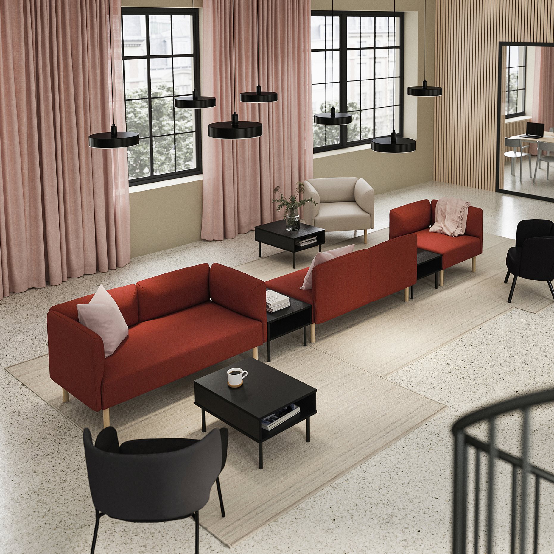 LILLEHEM, 5-seat modular sofa with side table, 395.697.41