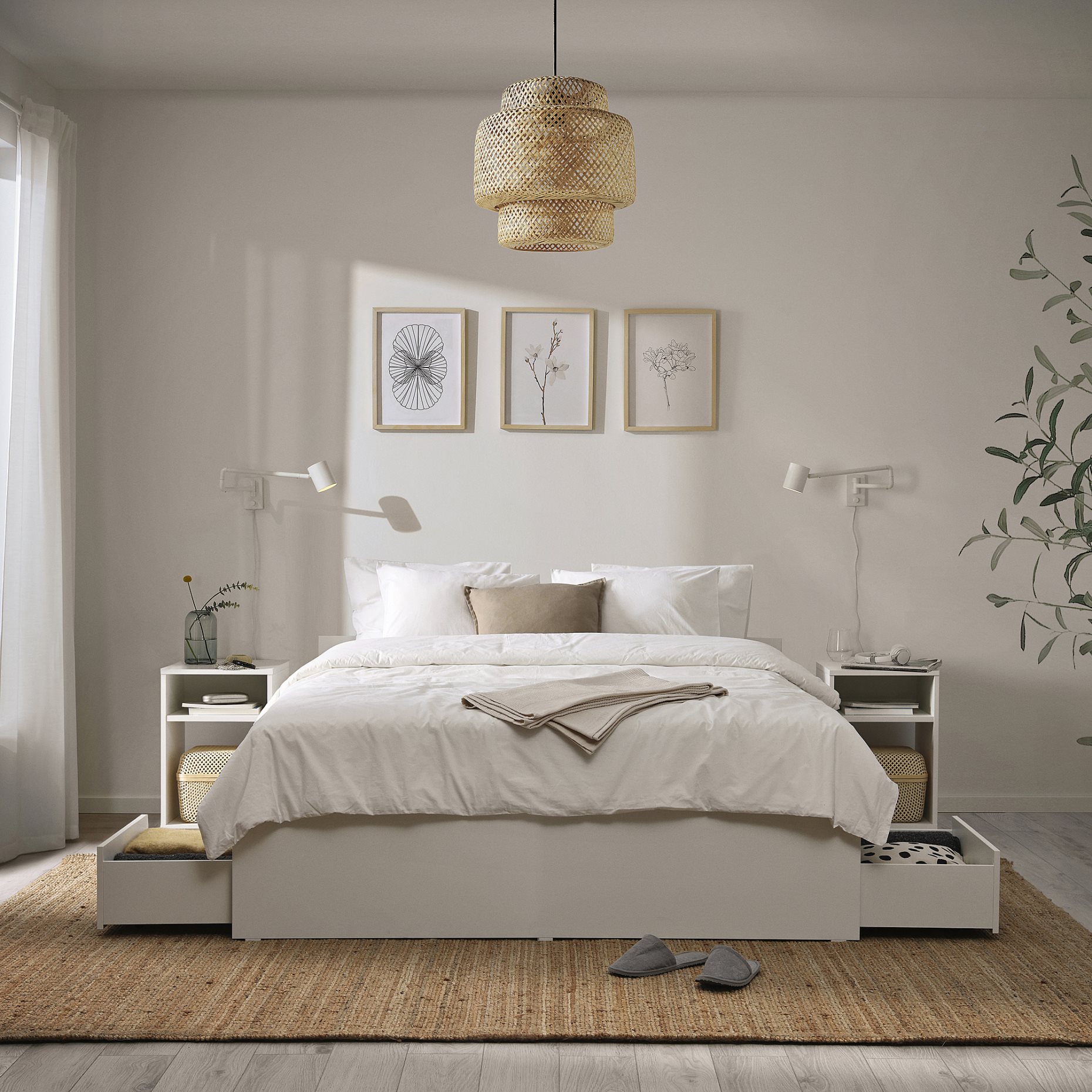 VIHALS, bed frame with 4 storage boxes, 160x200 cm, 395.819.98