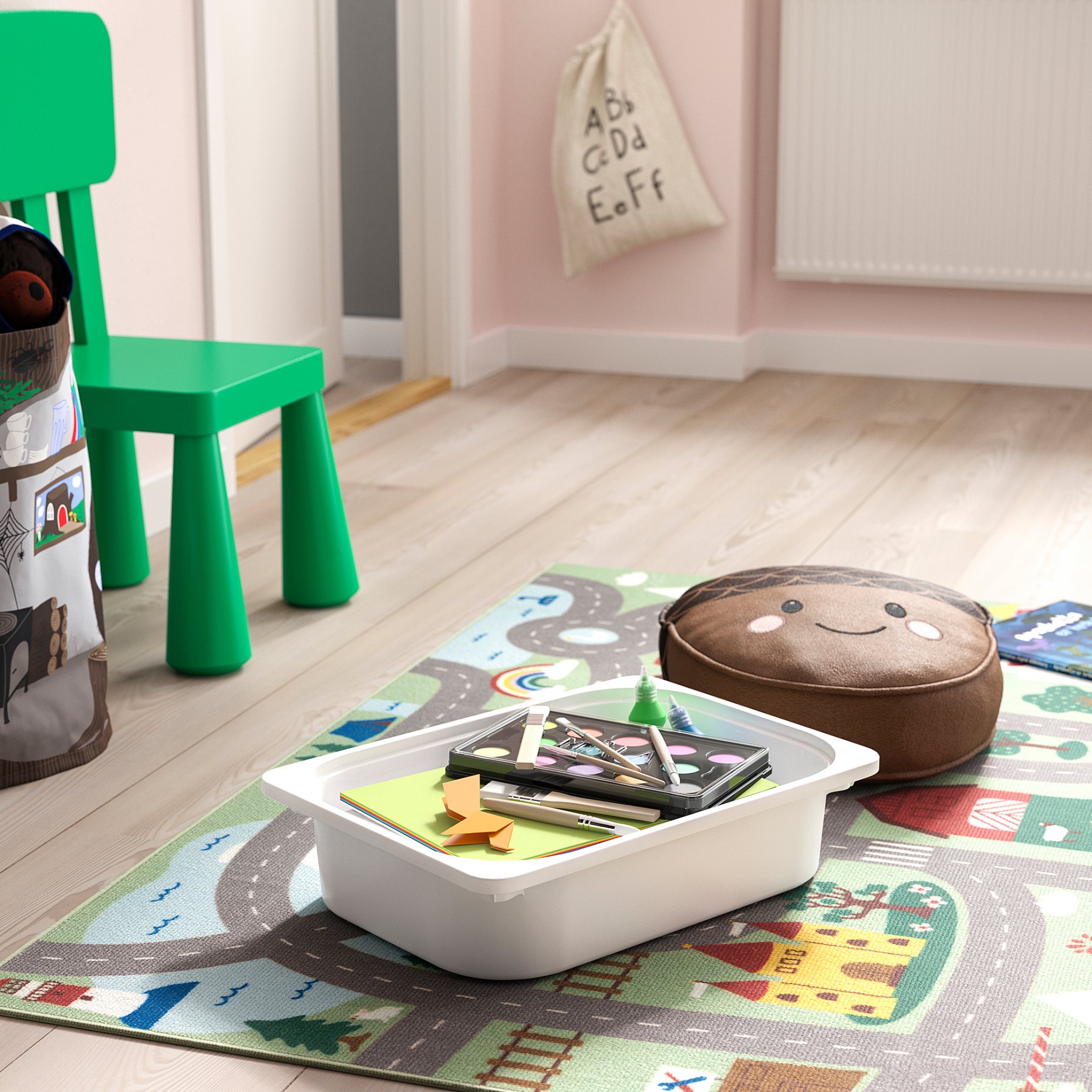 TROFAST, γραφείο με κουτιά αποθήκευσης/δίσκους, 124x44x52 cm, 396.139.18