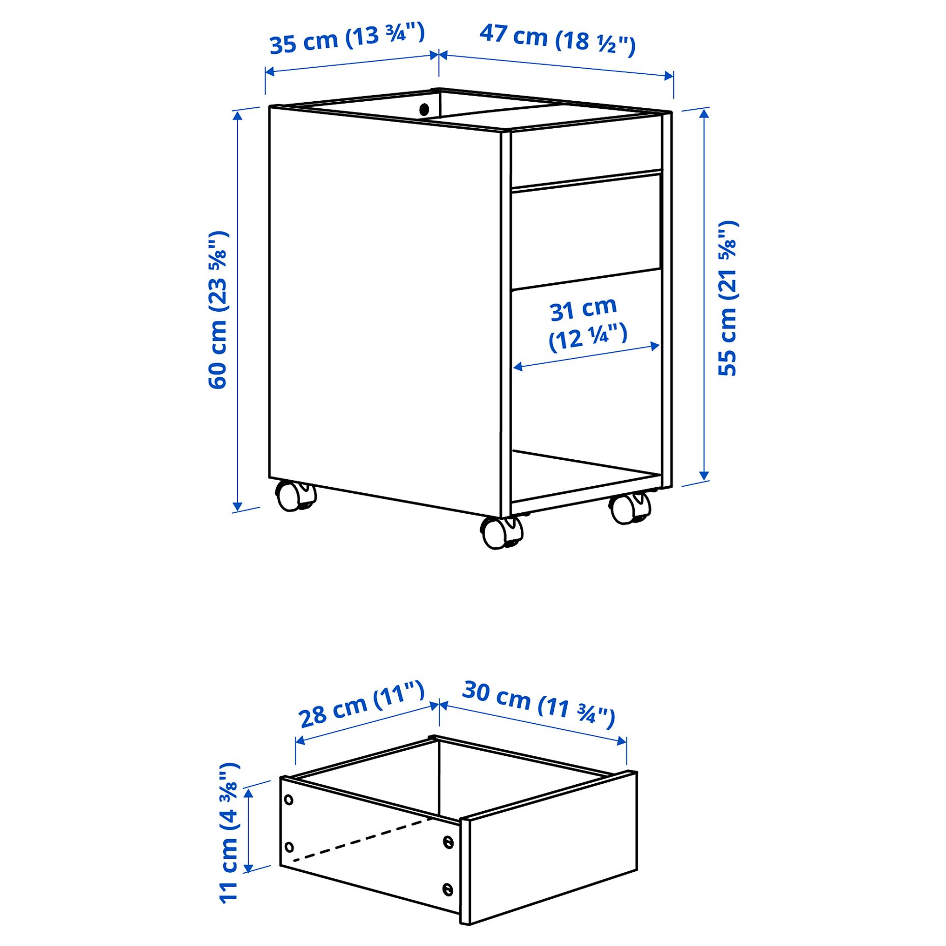 TONSTAD, drawer unit on castors, 35x60 cm, 405.382.11
