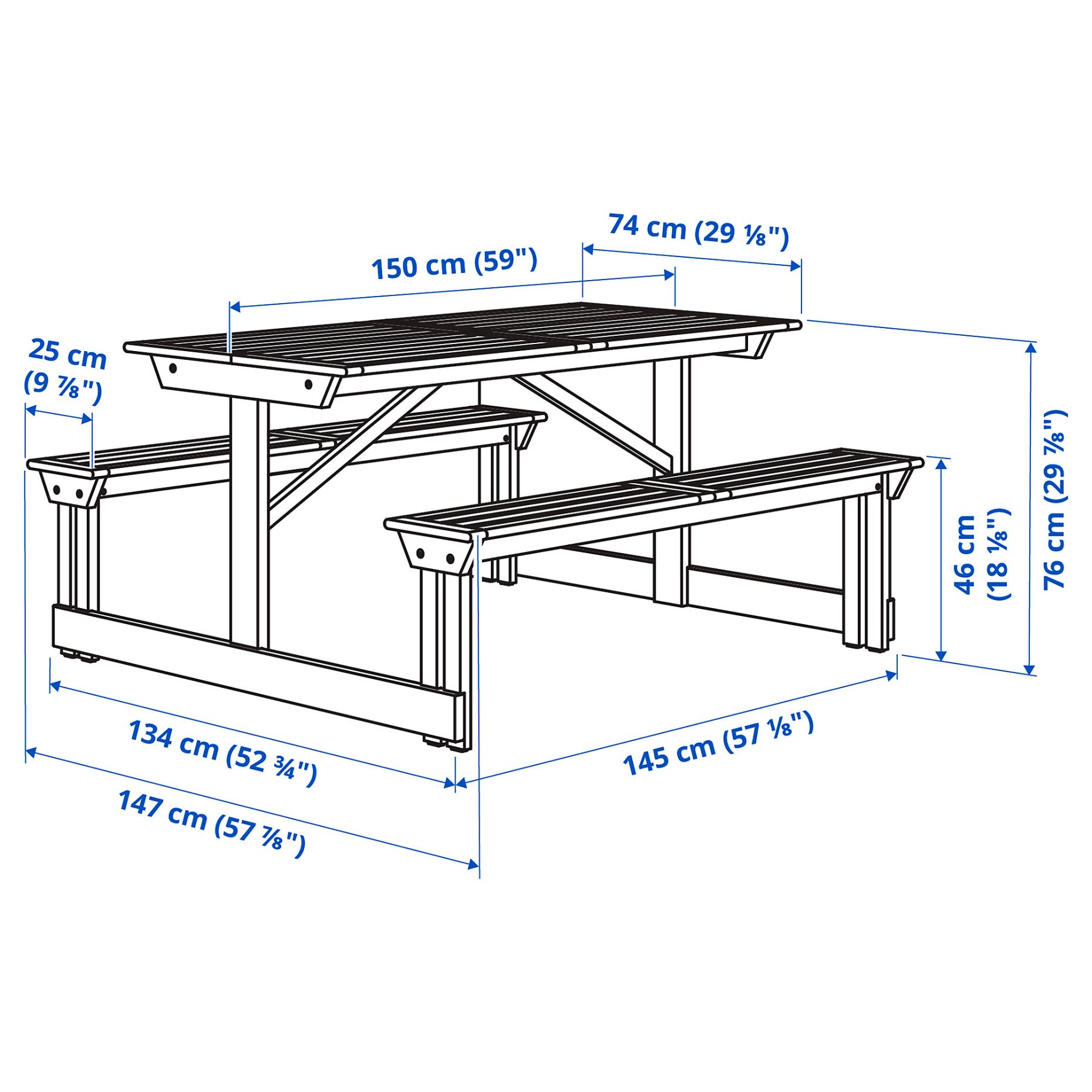 LERHOLMEN, picnic table/outdoor, 147x150 cm, 405.392.63