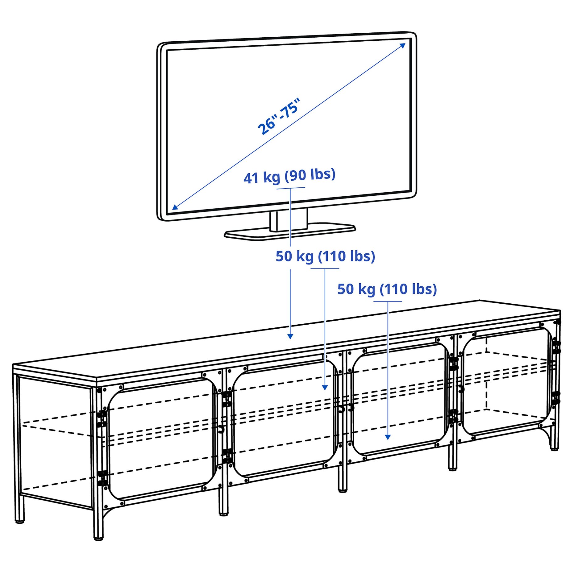 FJÄLLBO, TV bench, 198x45x54 cm, 405.790.32