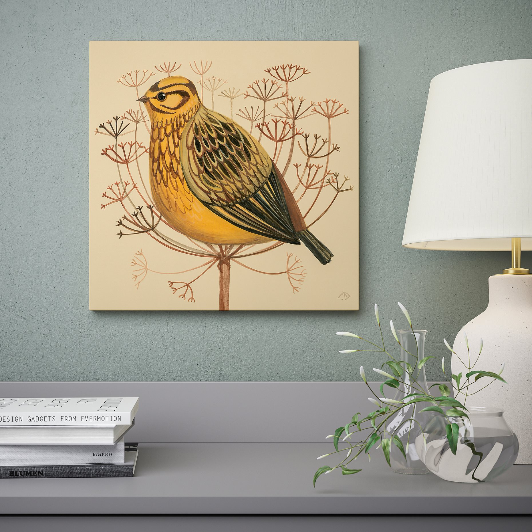 PJÄTTERYD, picture/yellowhammer, 40x40 cm, 405.835.95
