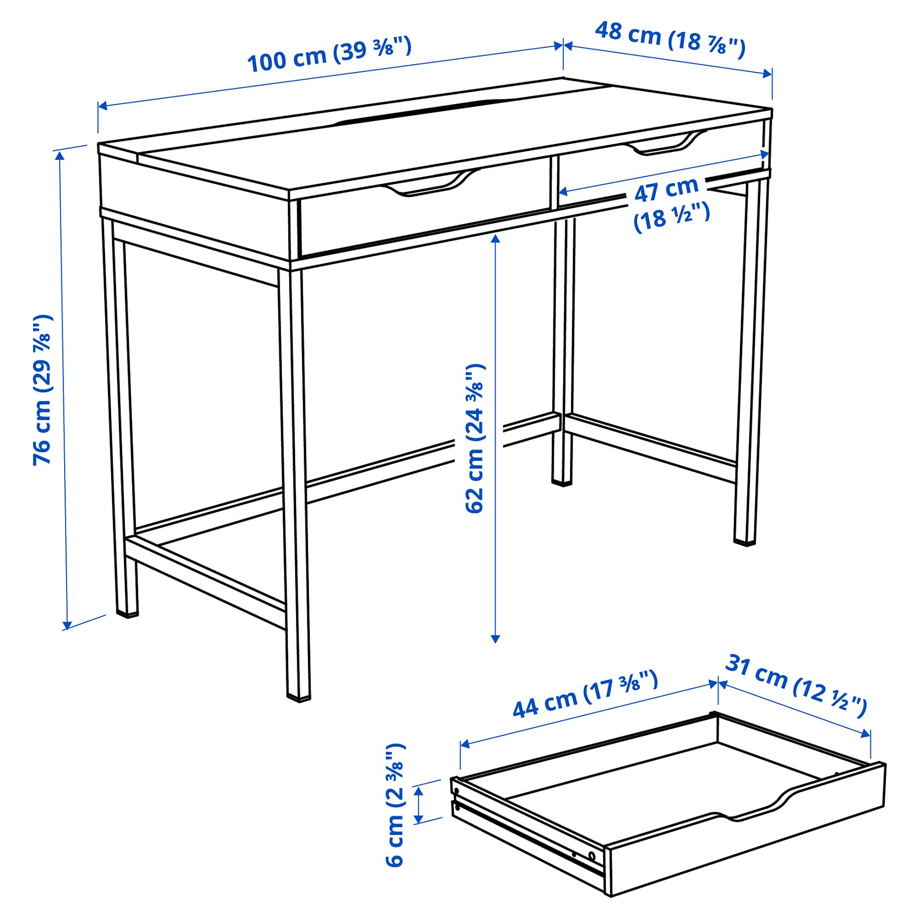 ALEX, desk, 100x48 cm, 405.888.85