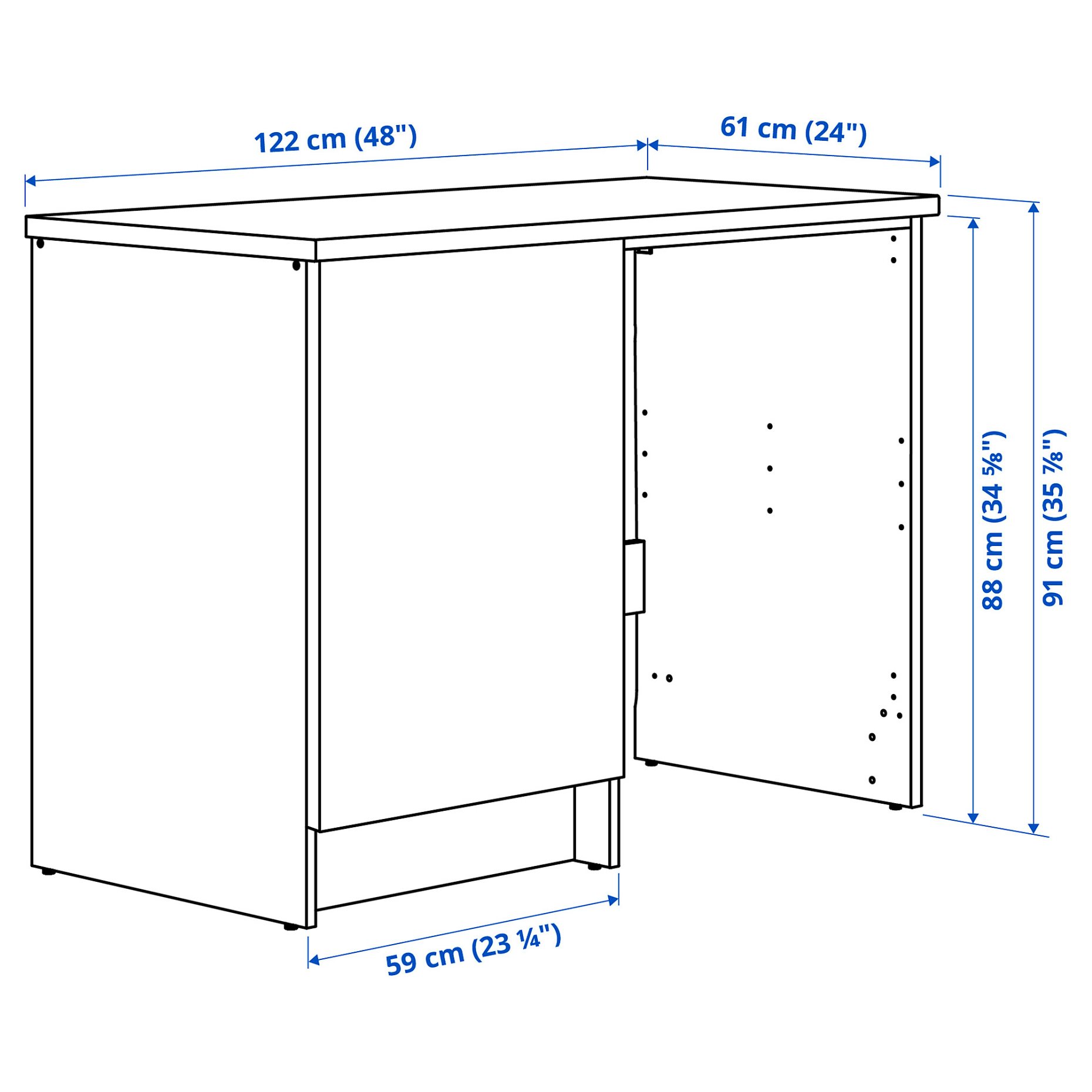 KNOXHULT, base cabinet with door and niche, 120x61x91 cm, 406.042.44