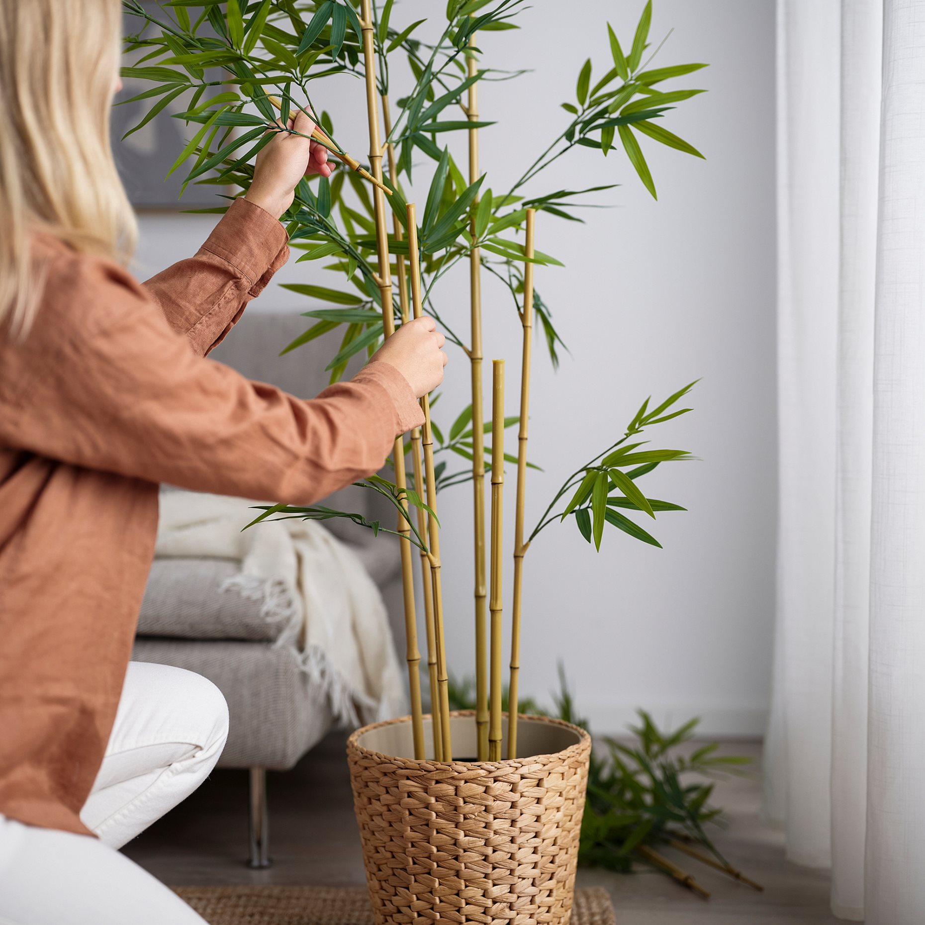 FEJKA, τεχνητό φυτό σε γλάστρα εσωτ./εξωτ. χώρου/μπαμπού, 21 cm, 406.106.07