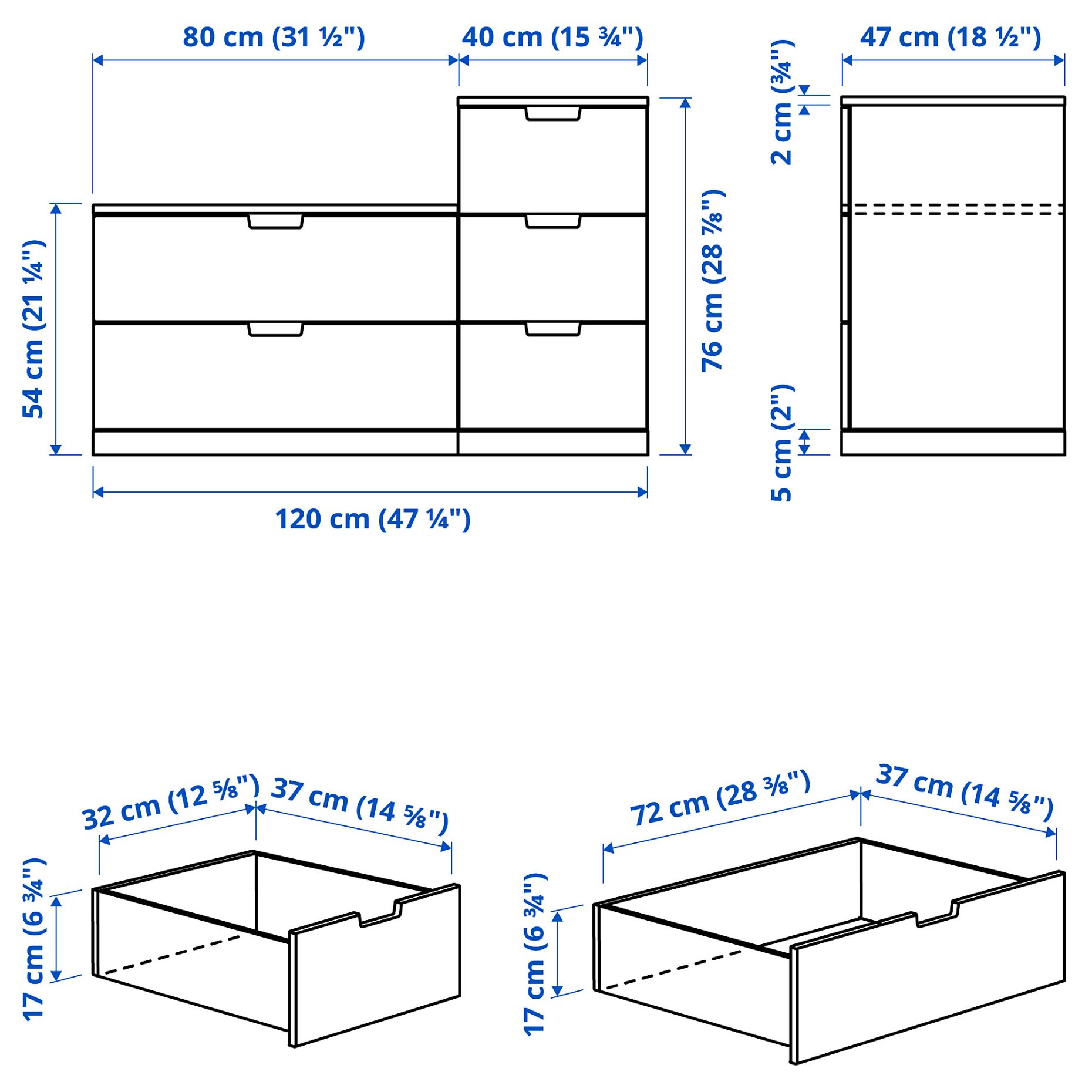 NORDLI, συρταριέρα με 5 συρτάρια, 120X76 cm, 492.480.33