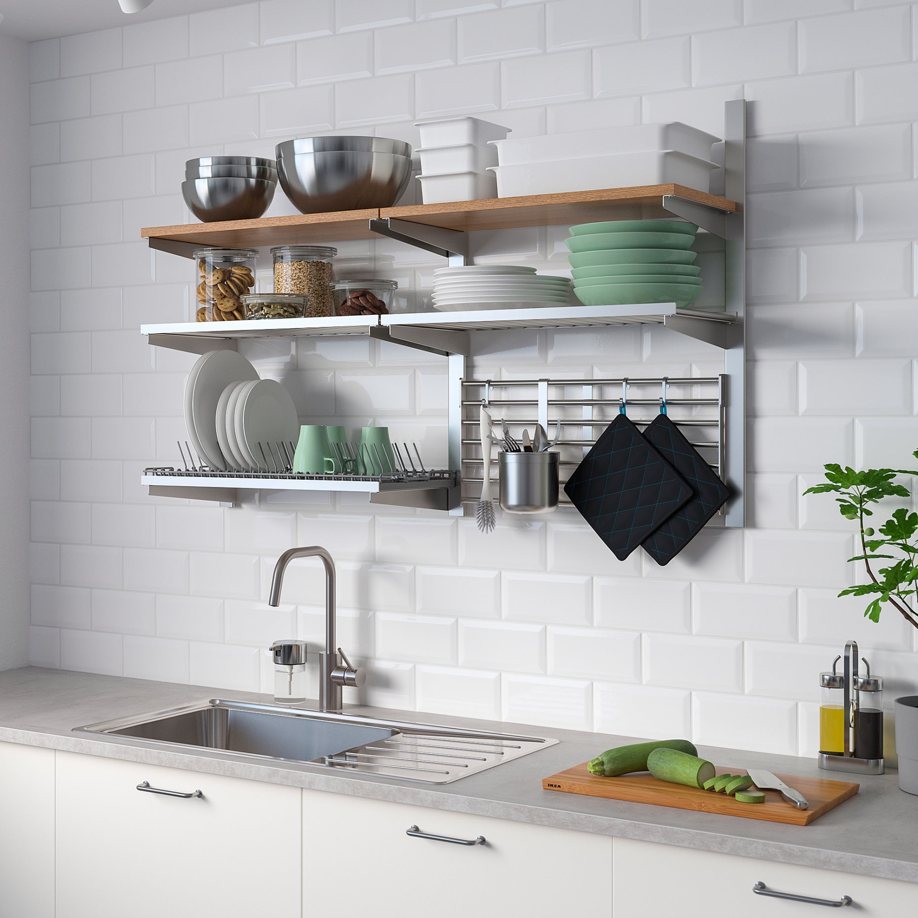 KUNGSFORS, suspension rail/shelf/dish drainer/wall grid, 492.543.35