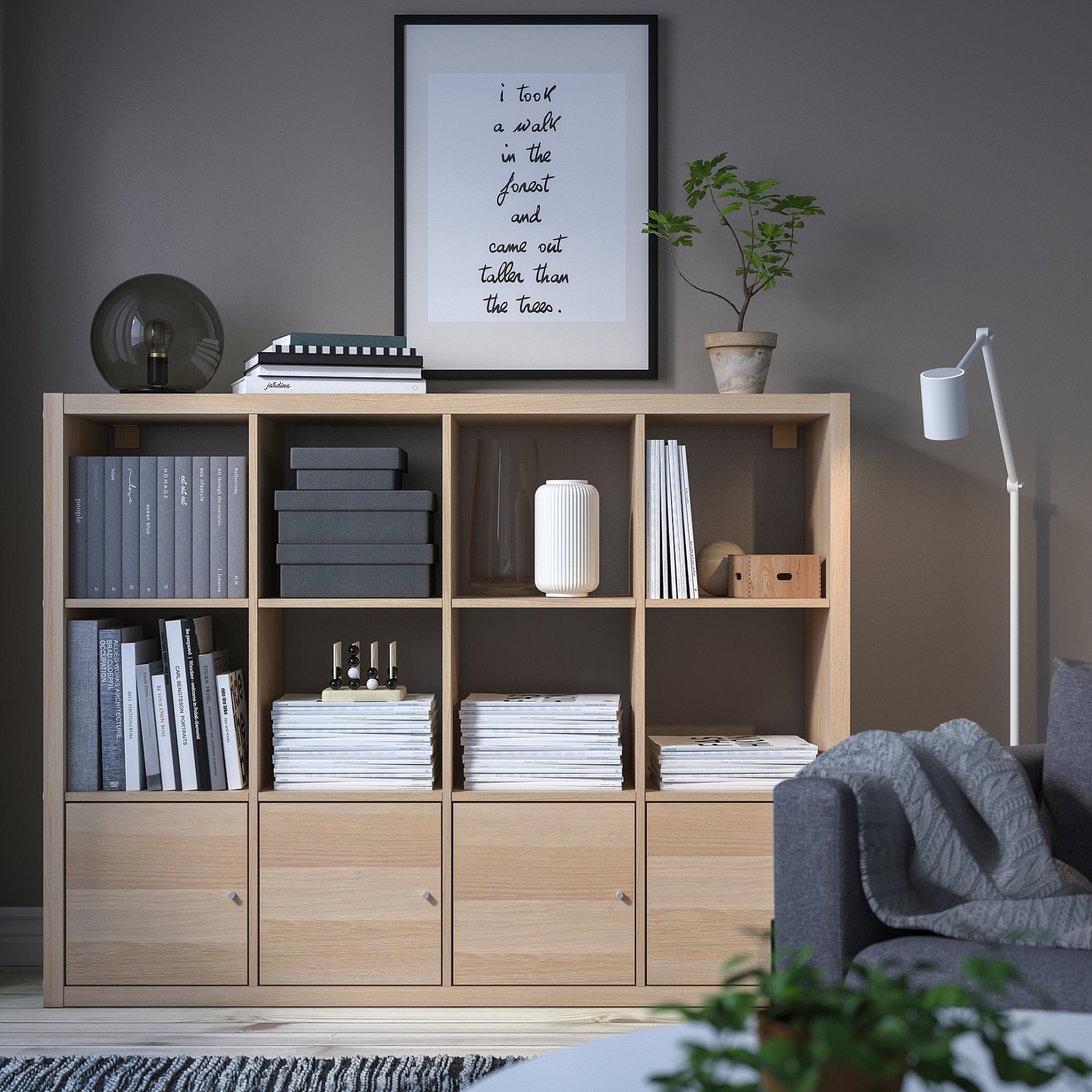 KALLAX, shelving unit with 4 inserts, 492.782.56