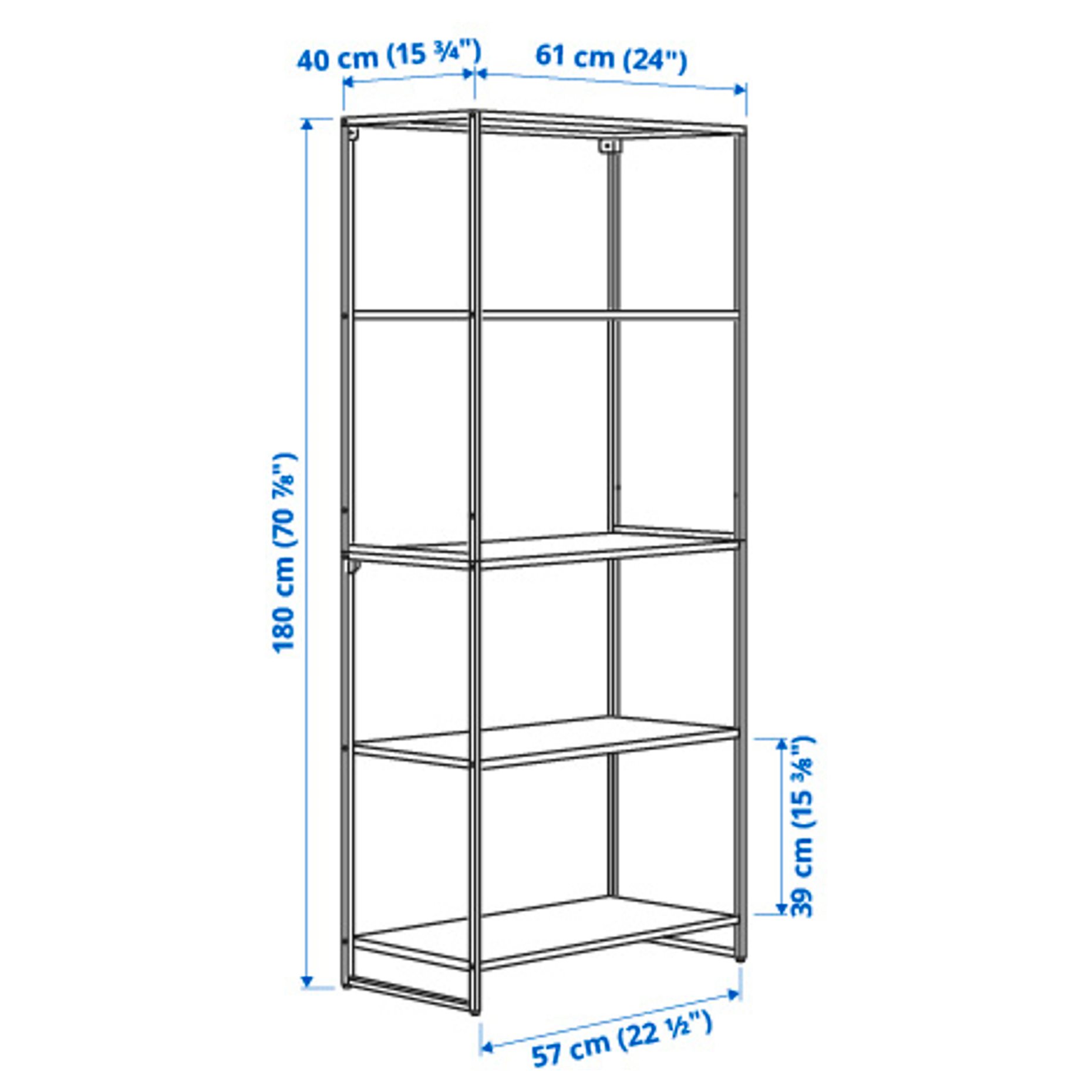 JOSTEIN, shelving unit/in/outdoor/metal, 61x40x180 cm, 494.372.03