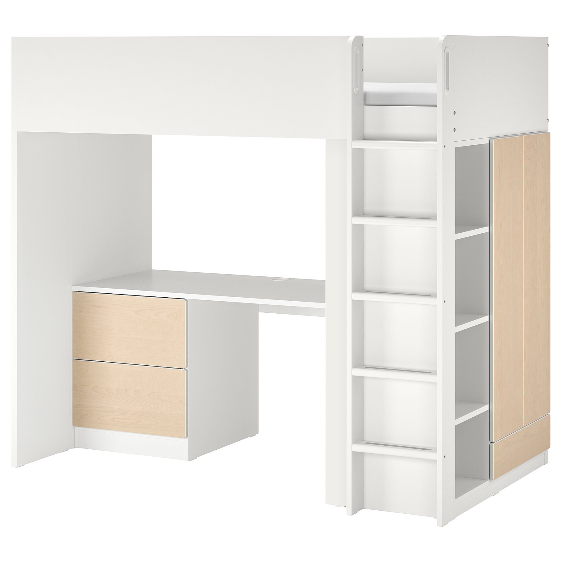 SMASTAD, loft bed with desk with 3 drawers, 90x200 cm, 494.374.63