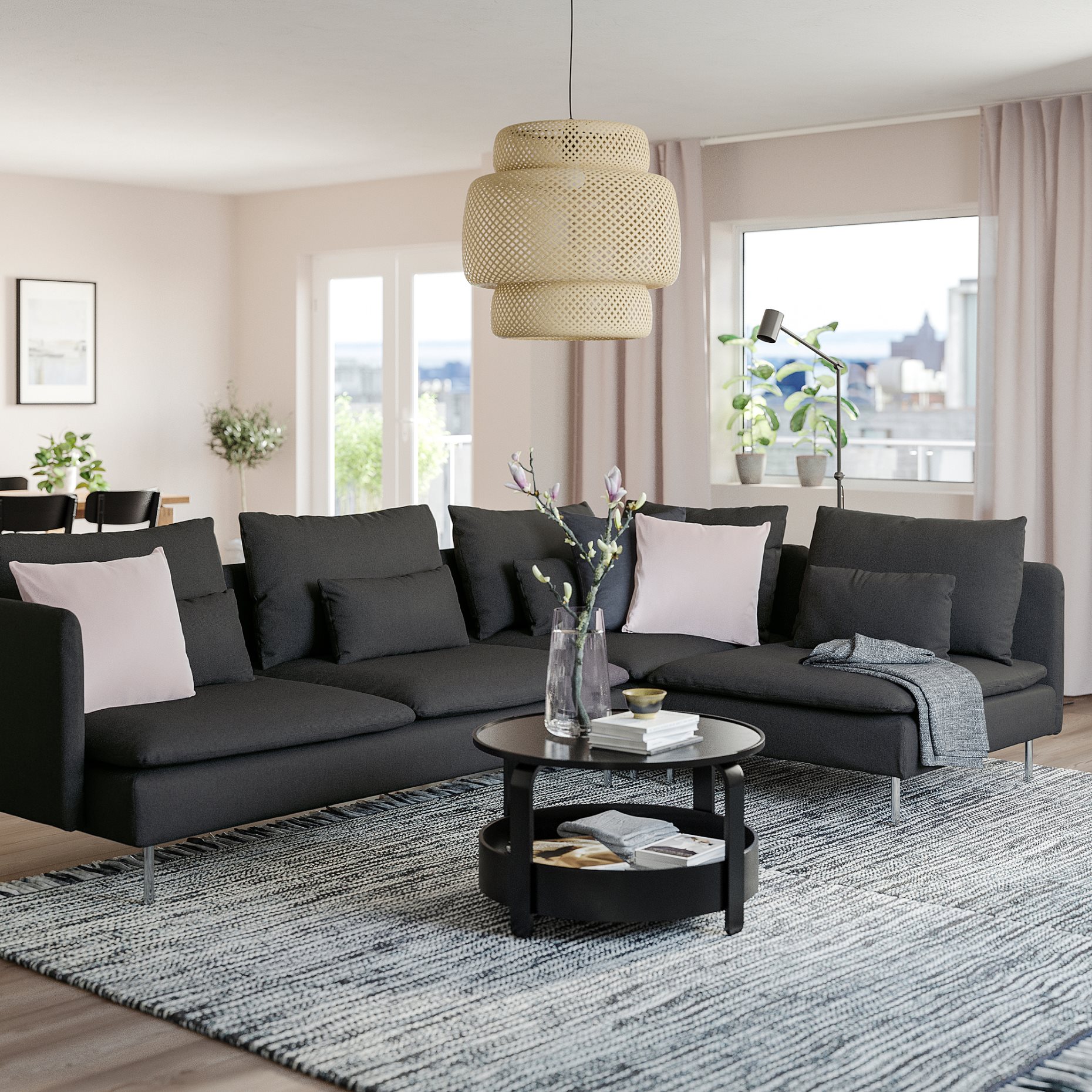 SÖDERHAMN, corner sofa, 4-seat with open end, 494.495.88