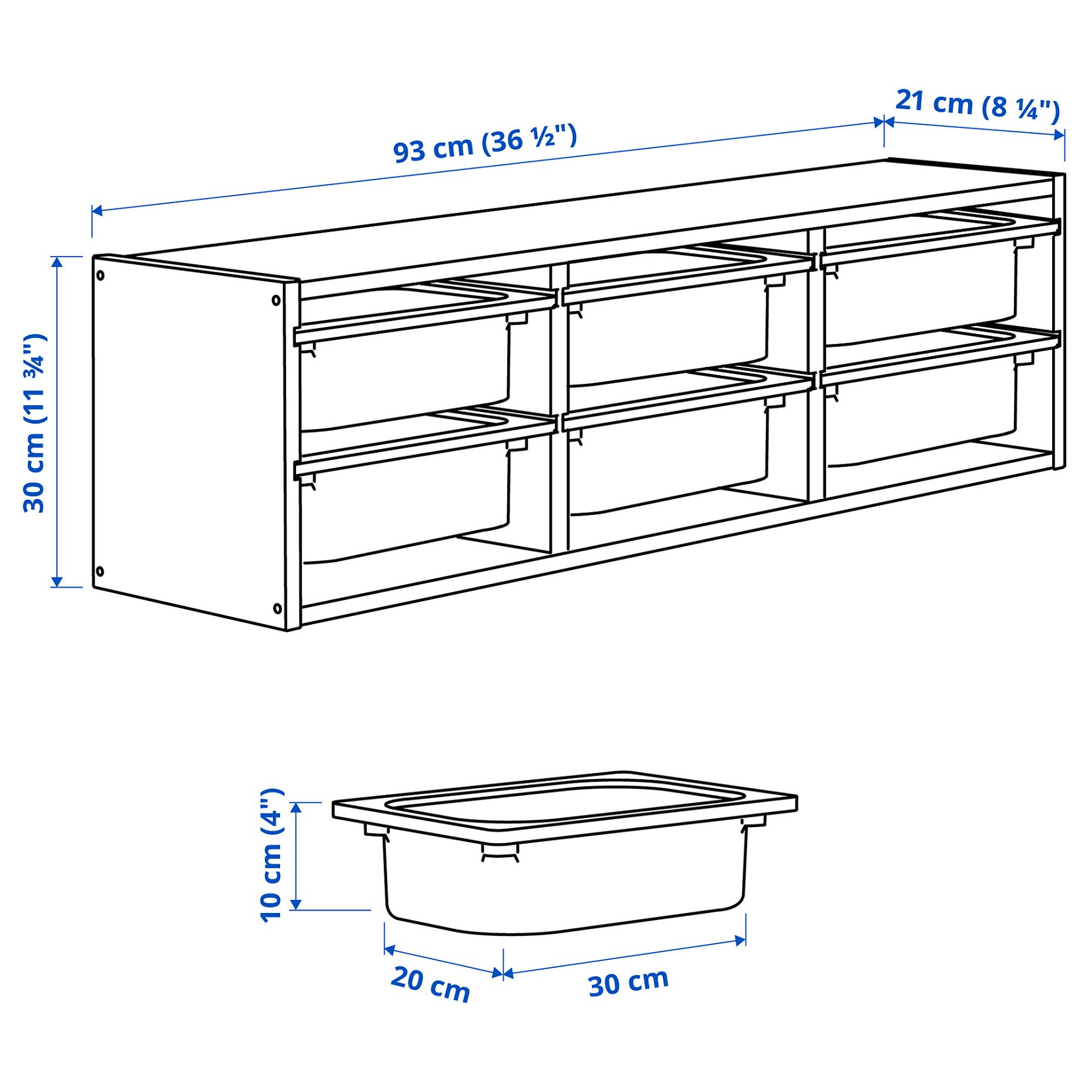 TROFAST, wall storage, 93x21x30 cm, 494.781.99