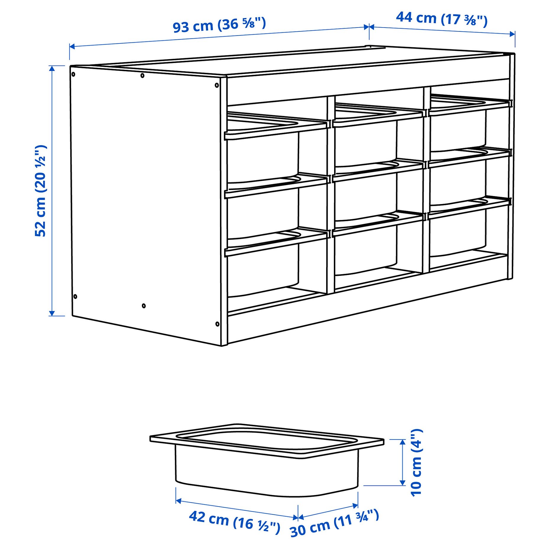 TROFAST, storage combination with boxes, 93x44x52 cm, 494.808.28