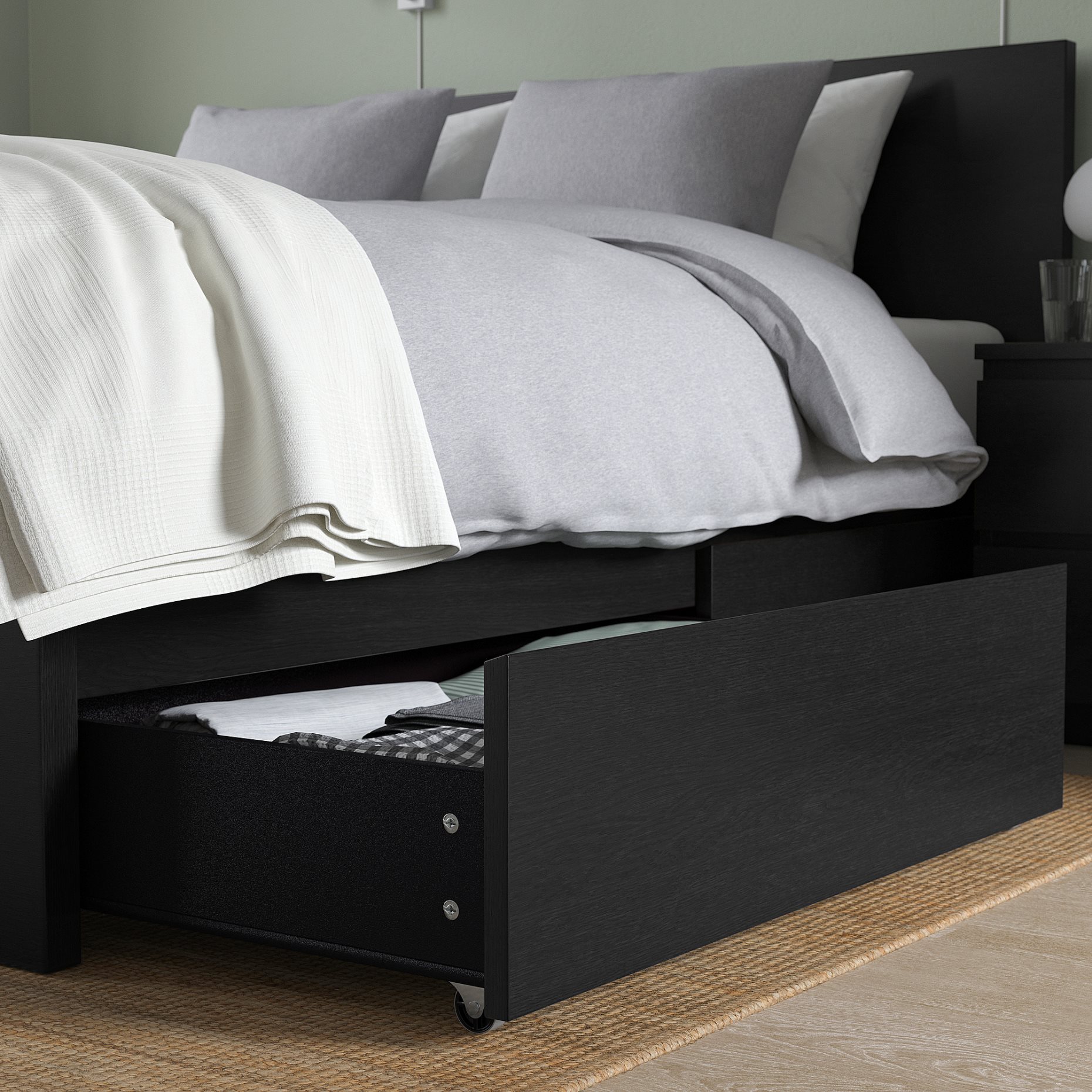 MALM, bed frame/high with 4 storage boxes, 180X200 cm, 494.950.09