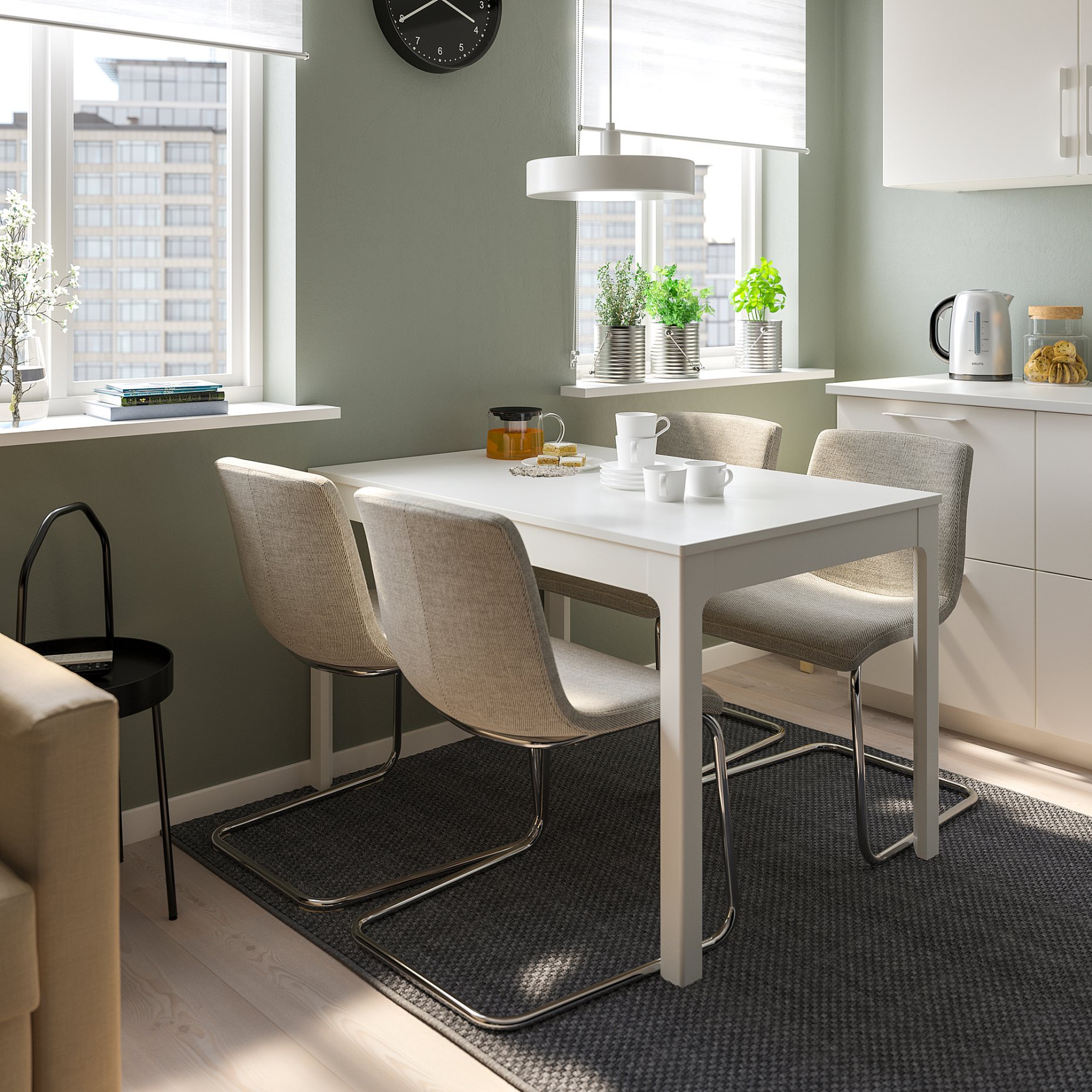 EKEDALEN/LUSTEBO, τραπέζι και 4 καρέκλες, 120/180 cm, 495.234.94