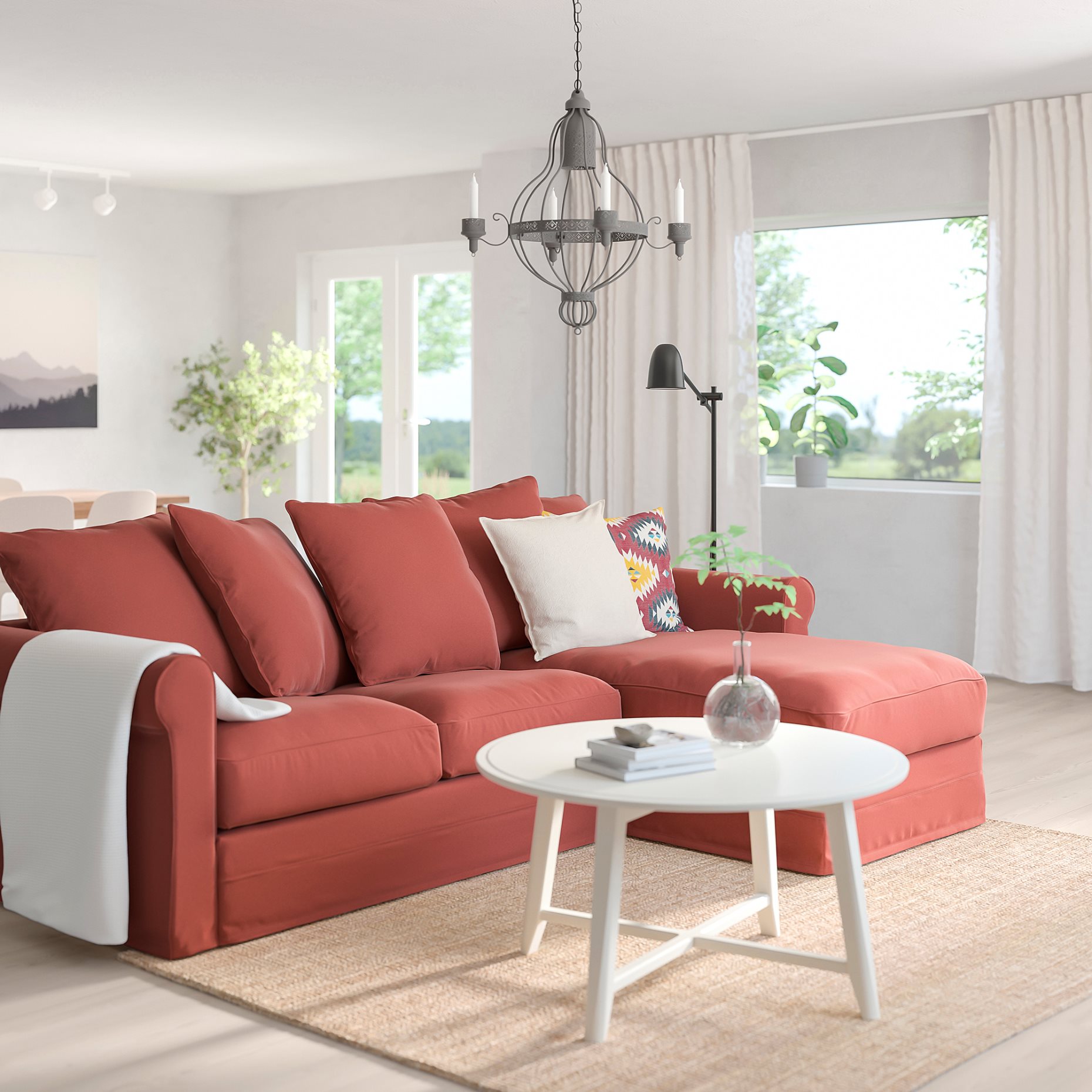 GRÖNLID, 3-seat sofa-bed with chaise longue, 495.366.13