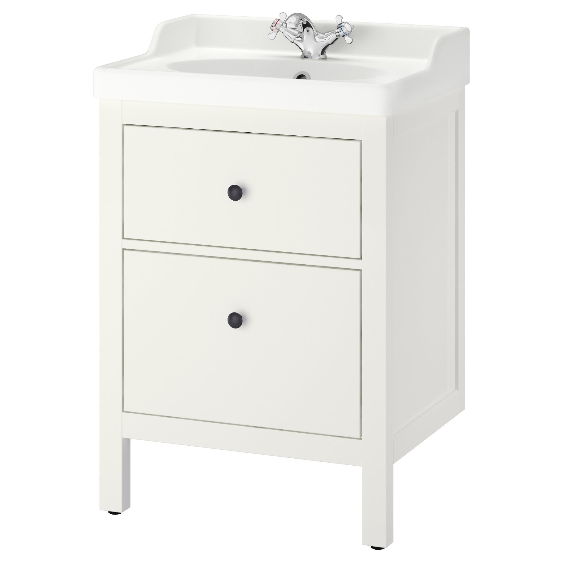 HEMNES/RUTSJON, βάση νιπτήρα με συρτάρια/νιπτήρα/μπαταρία, 62x49x95 cm, 495.468.34