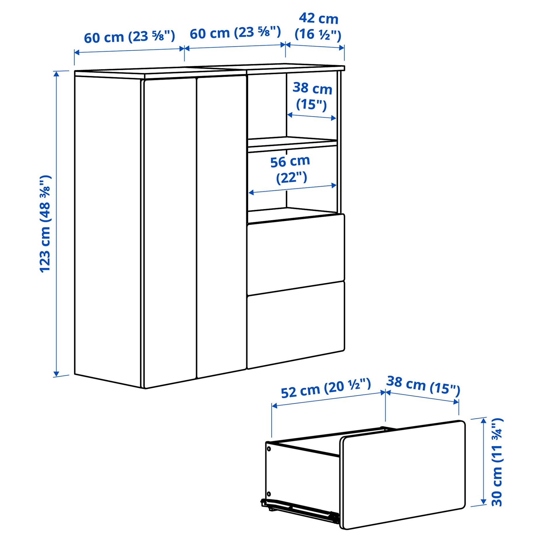 SMASTAD/PLATSA, storage combination, 120x42x123 cm, 495.482.20