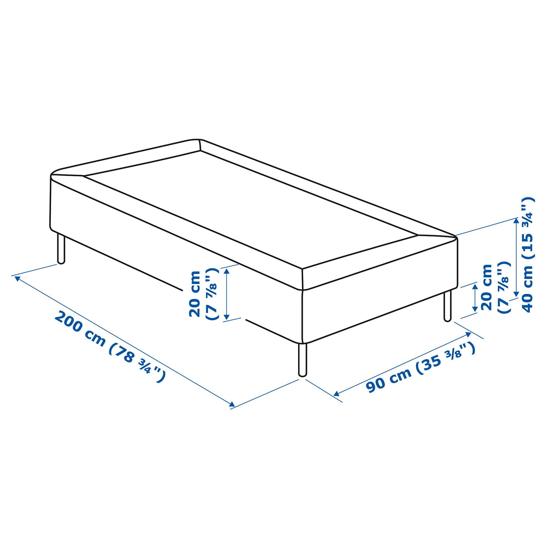 LYNGOR, slatted mattress base with legs, 90x200 cm, 495.544.14