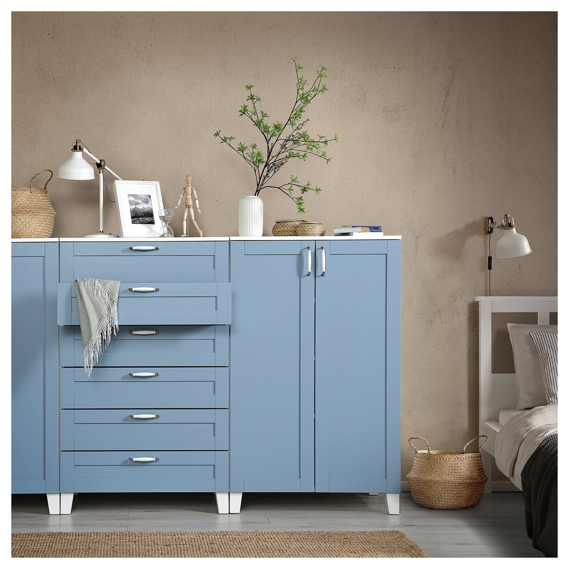 PLATSA, ντουλάπι με πόρτες και συρτάρια, 240x57x133 cm, 495.556.87